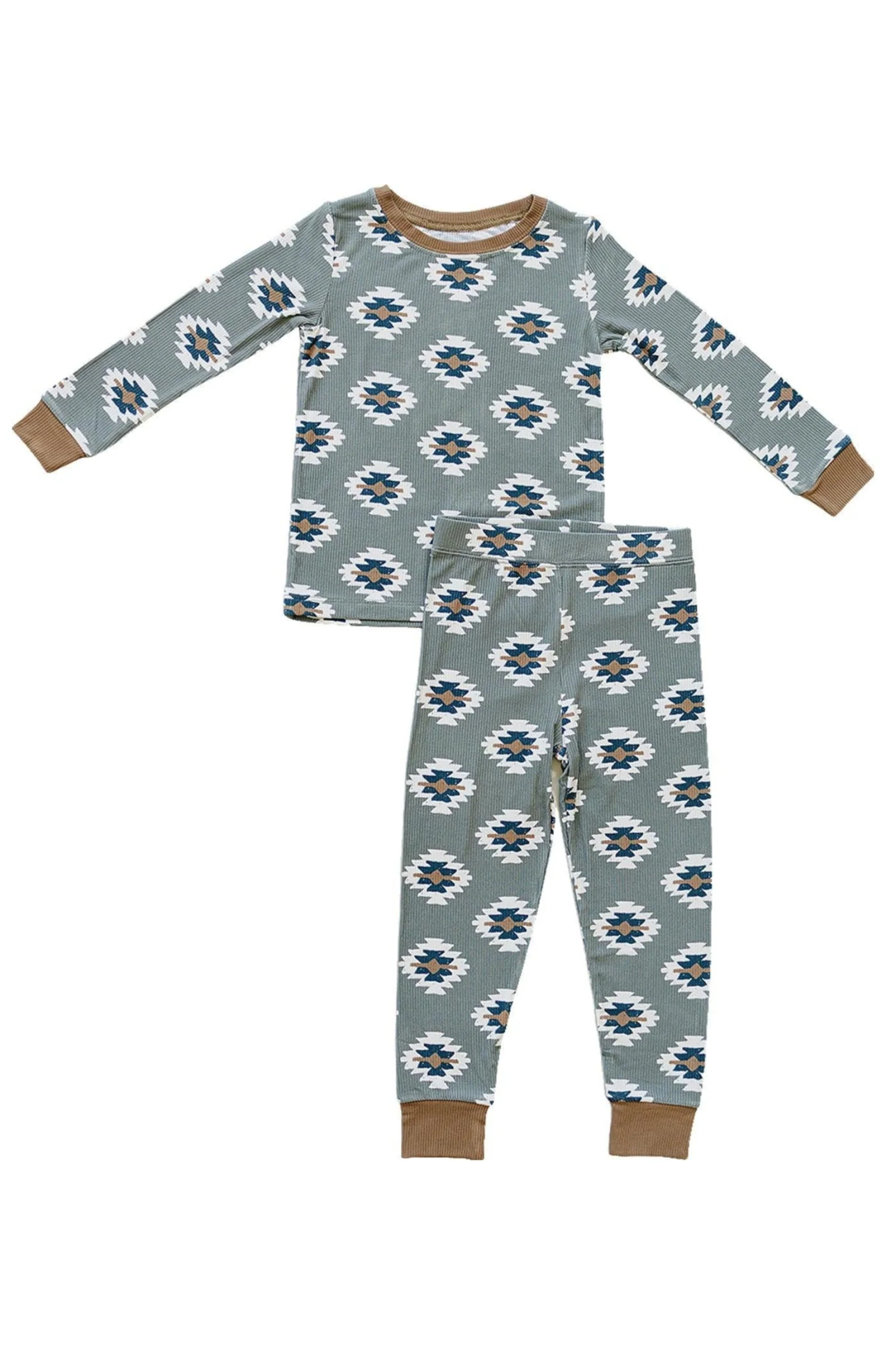 Mebie Baby Southwest Aztec Ribbed Cozy Pajama Set, Bamboo, Rodeo Collection, Gender Neutral, Baby, Toddler & Kids - Image 2