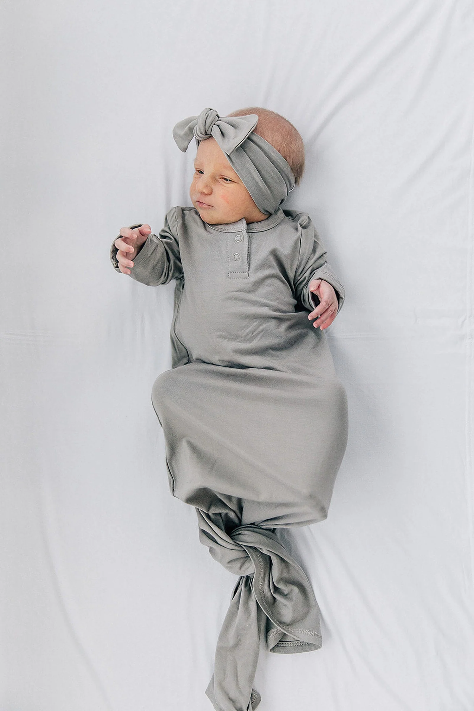 Mebie Baby Stone Knot Gown, Bamboo, Baby Essentials, Gender Neutral