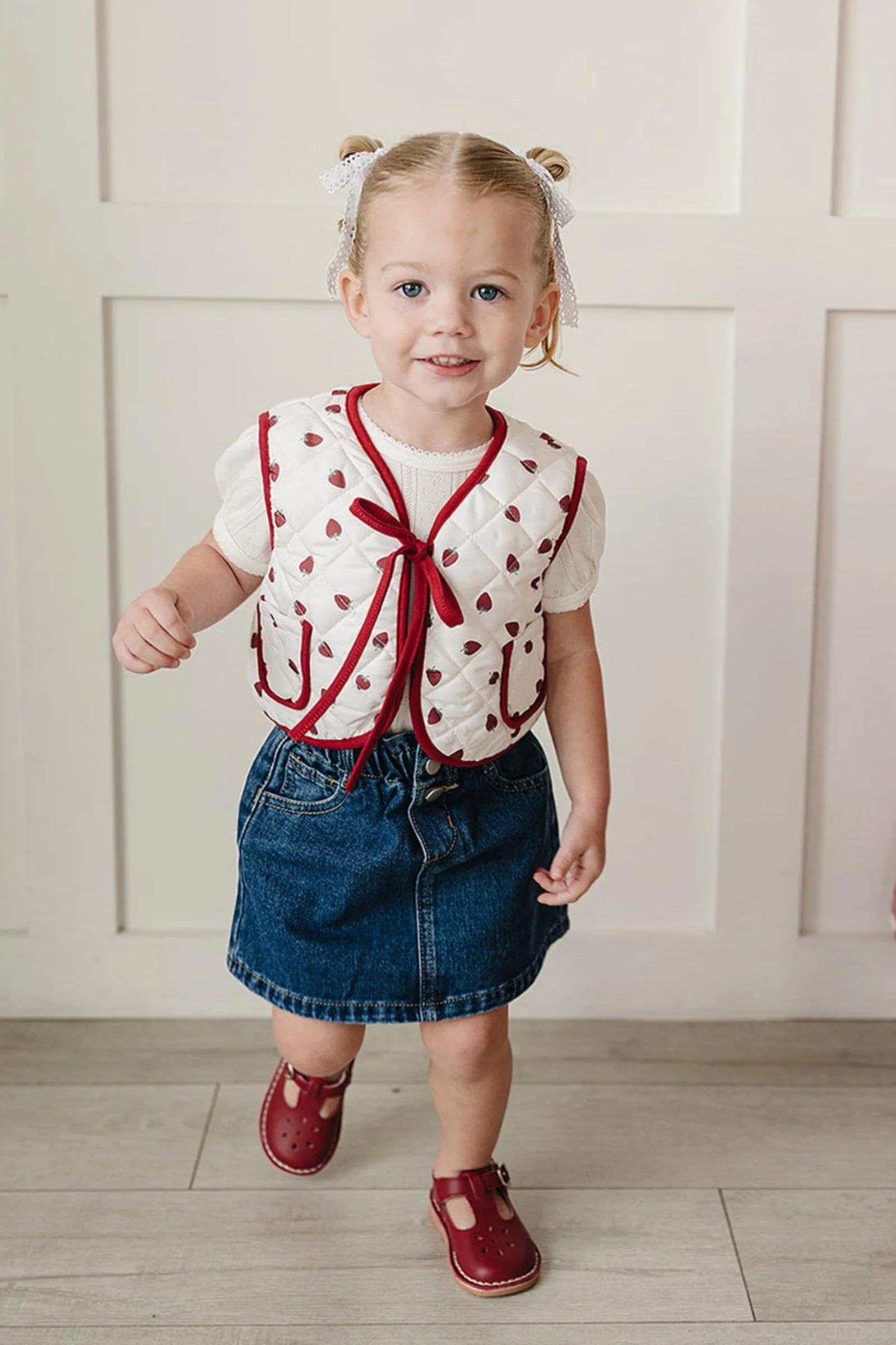 Strawberry Quilted Cotton Vest, Baby - Kids - Image 4