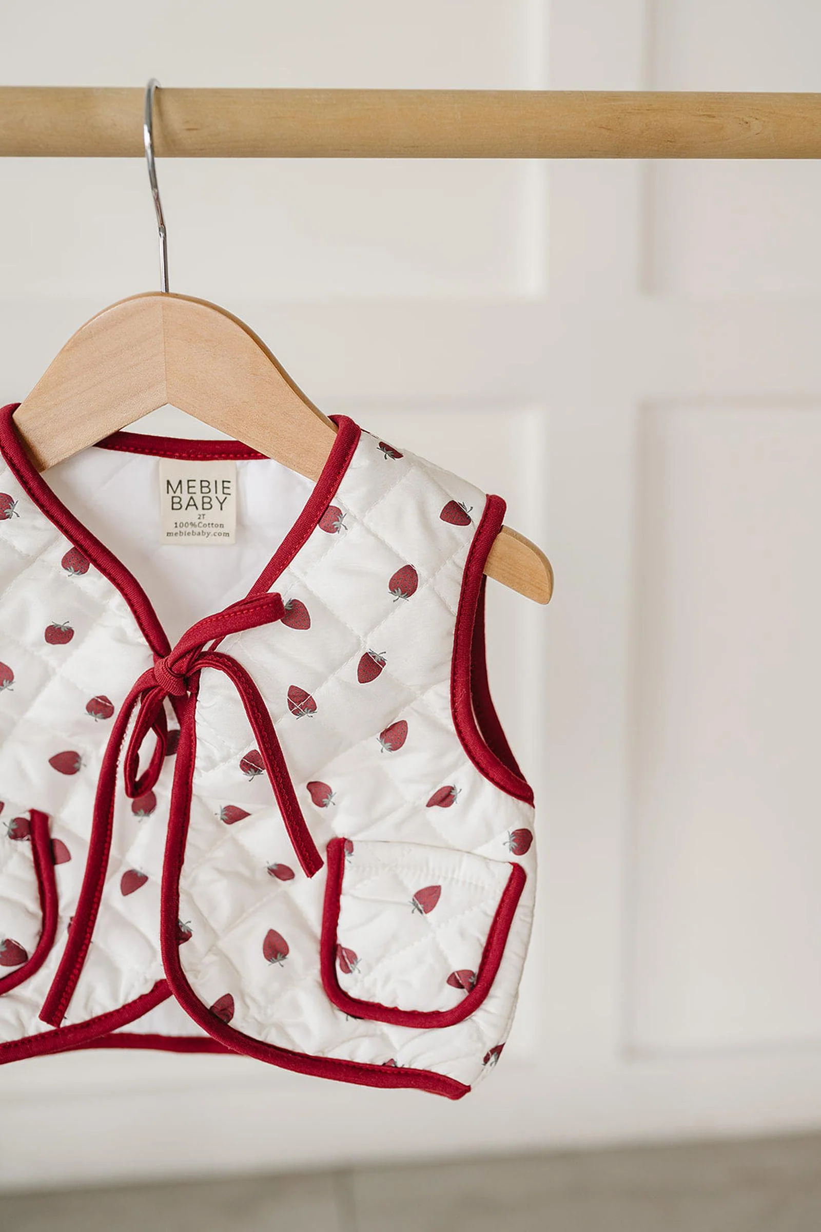 Strawberry Quilted Cotton Vest, Baby - Kids - Image 7