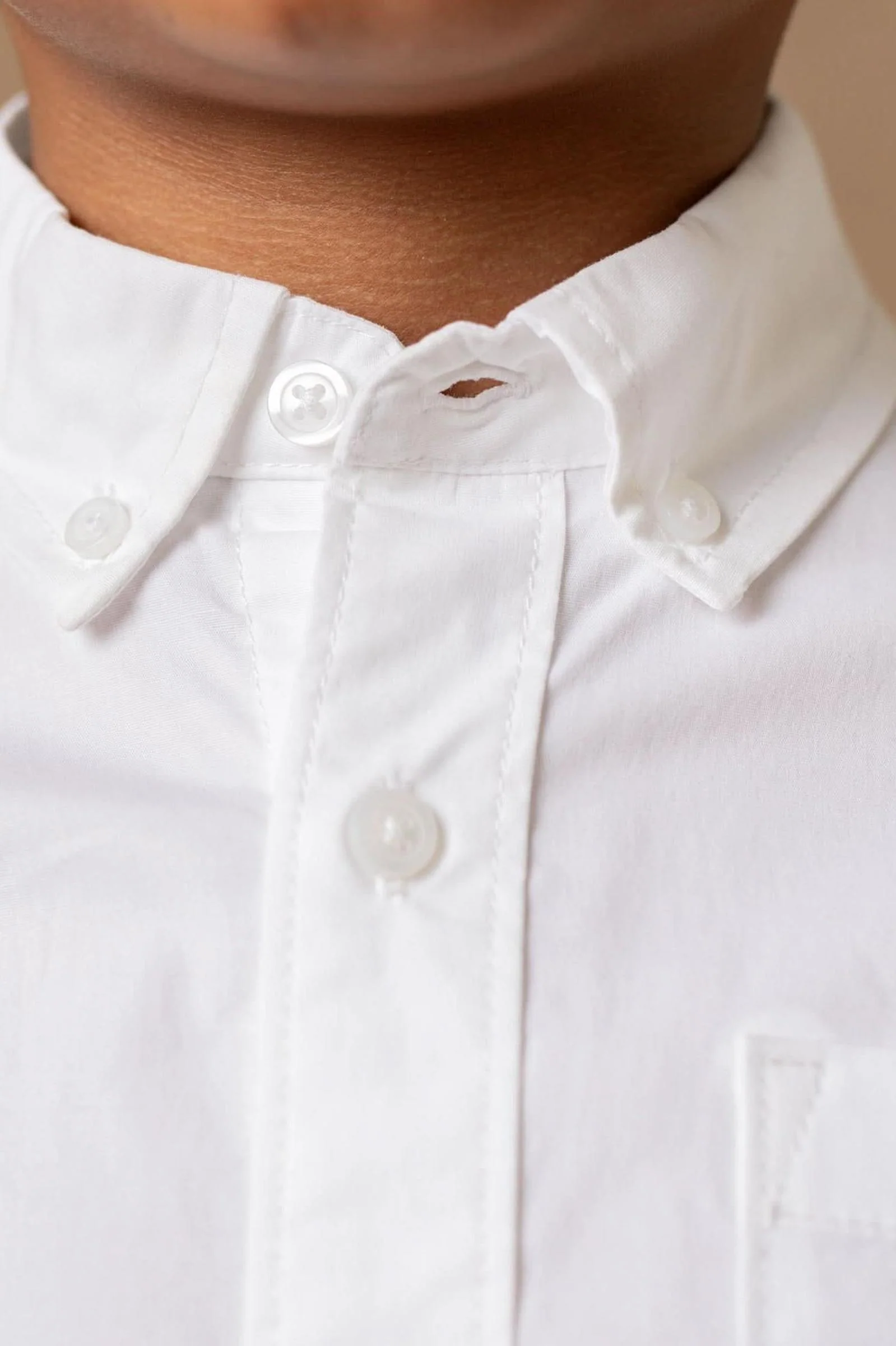 Hope & Henry Stretch Poplin Organic Cotton Button Down Shirt, White, Toddler & Kids - Image 3