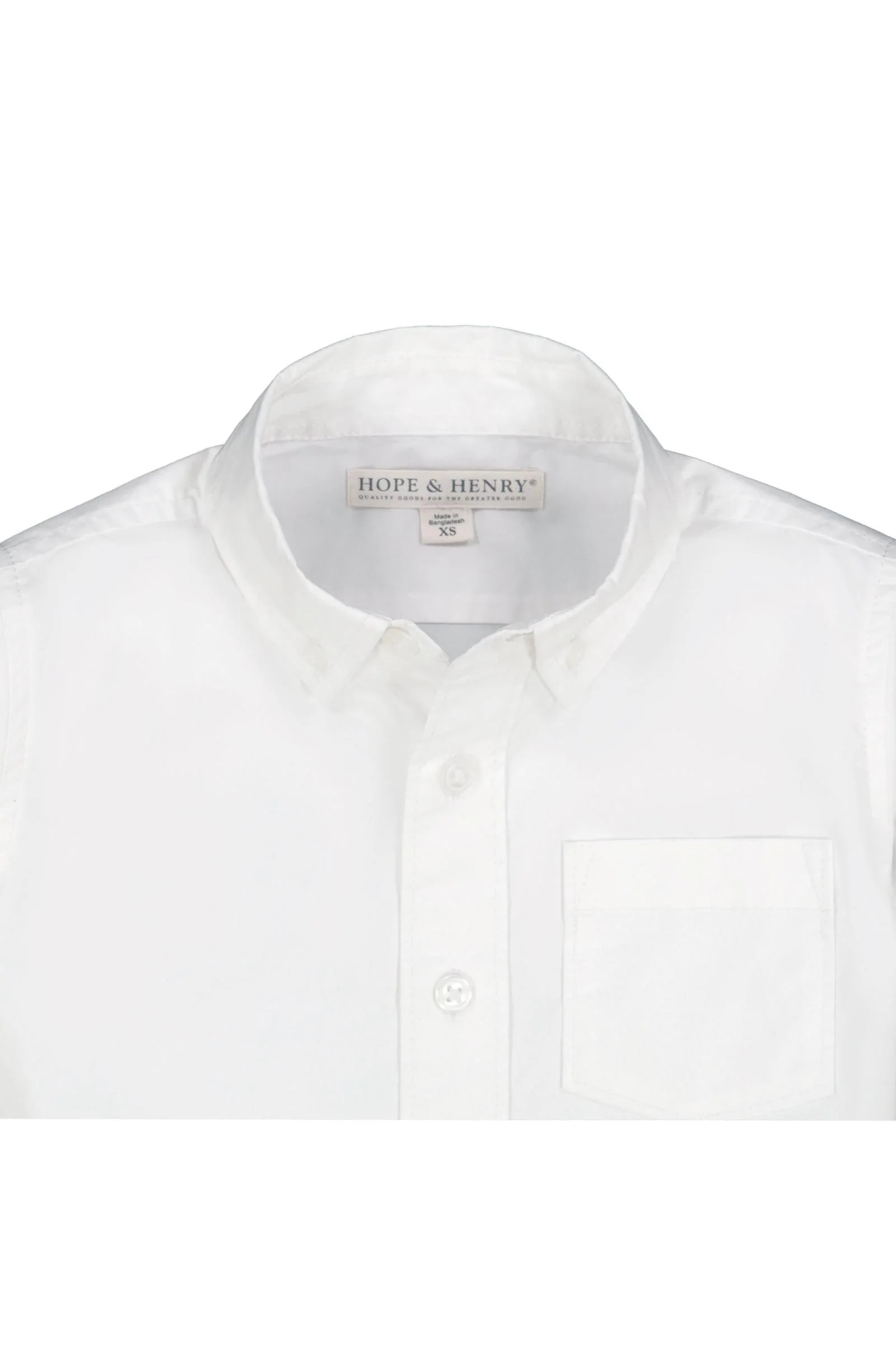 Hope & Henry Stretch Poplin Organic Cotton Button Down Shirt, White, Toddler & Kids - Image 5
