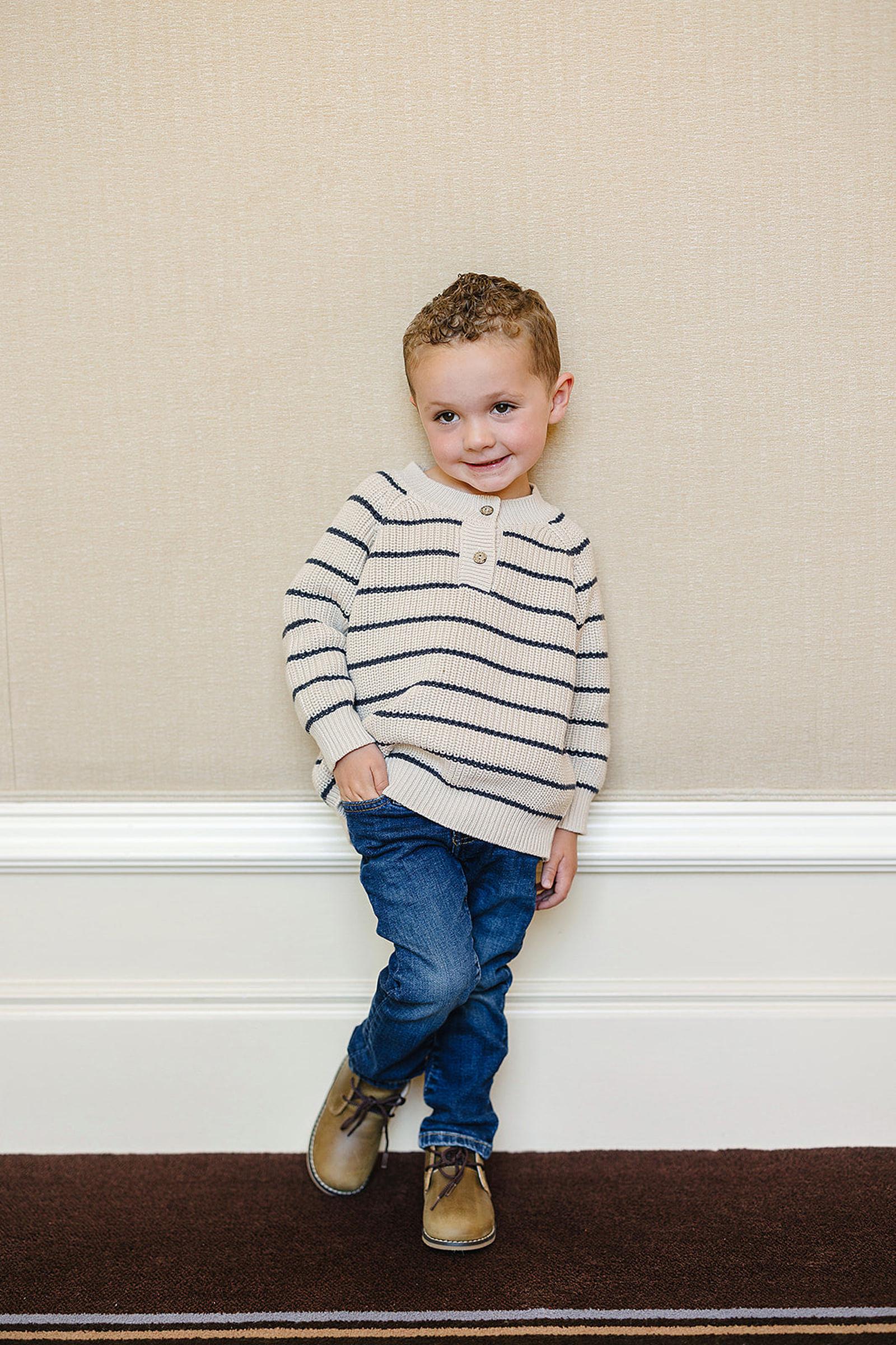 Mebie Baby Navy Stripe Button Knit Sweater, 100% Cotton, Gender Neutral, Baby, Toddler & Kids - Image 5