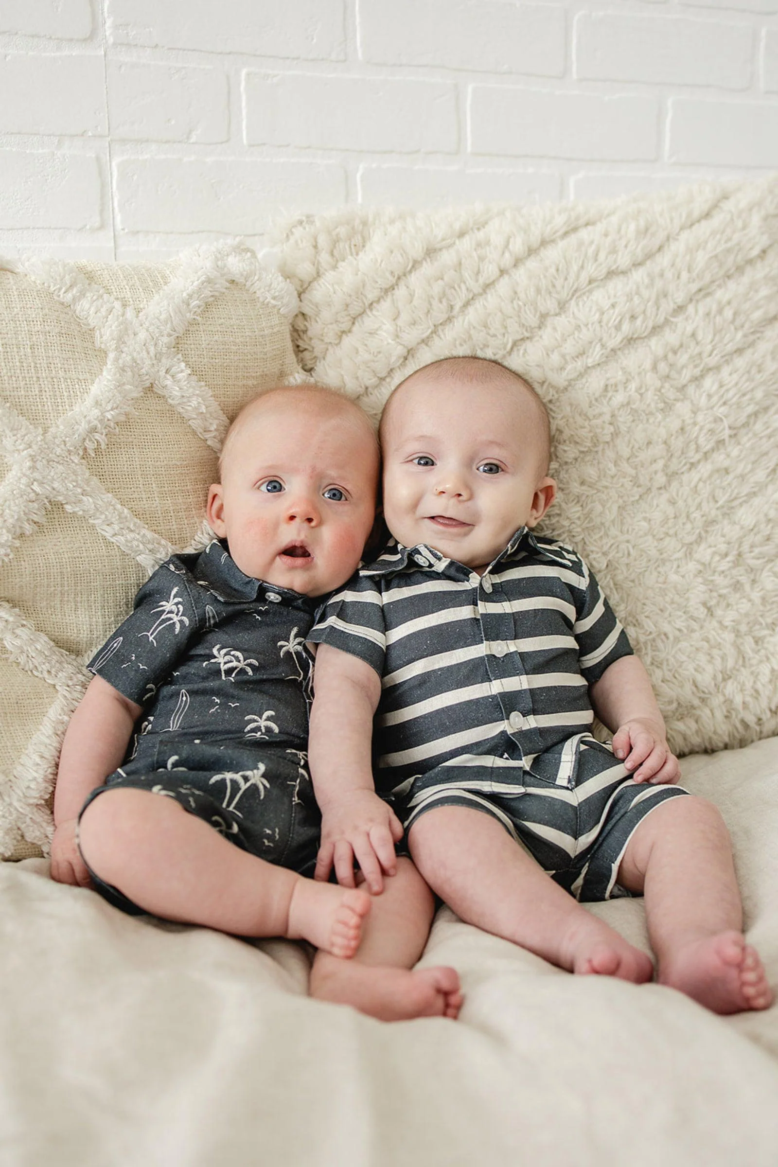 Mebie Baby Boy Navy Stripe Linen Button Up Shirt, Baby - Kids - Image 4