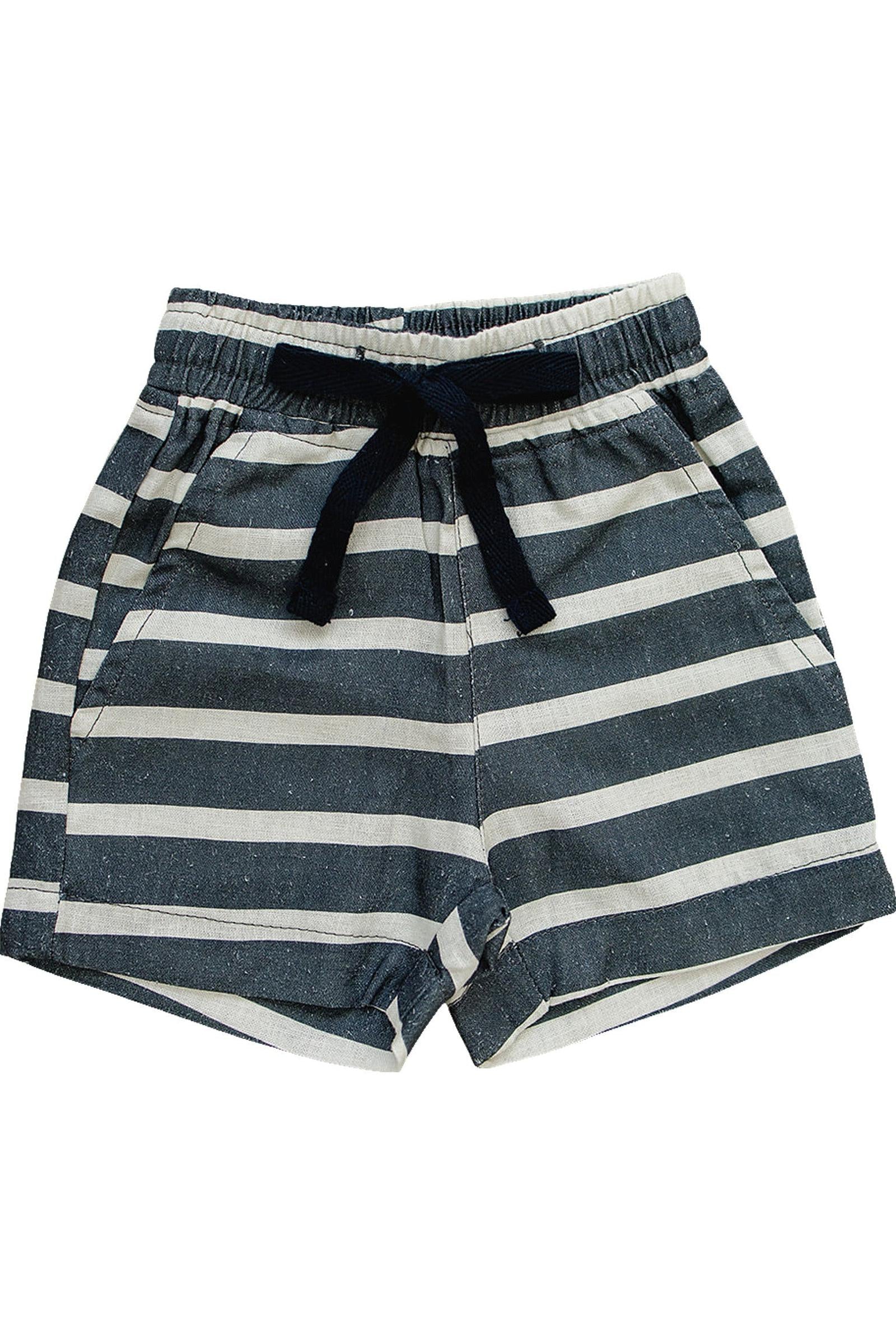 Mebie Baby Boy Navy Stripe Linen Shorts, Baby, Toddler & Kids - Image 2