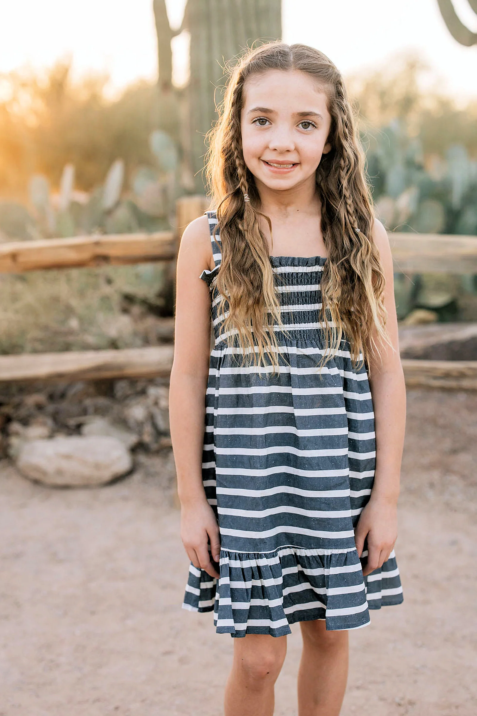 Mebie Baby Navy Stripe Summer Dress, Linen, Baby - Kids
