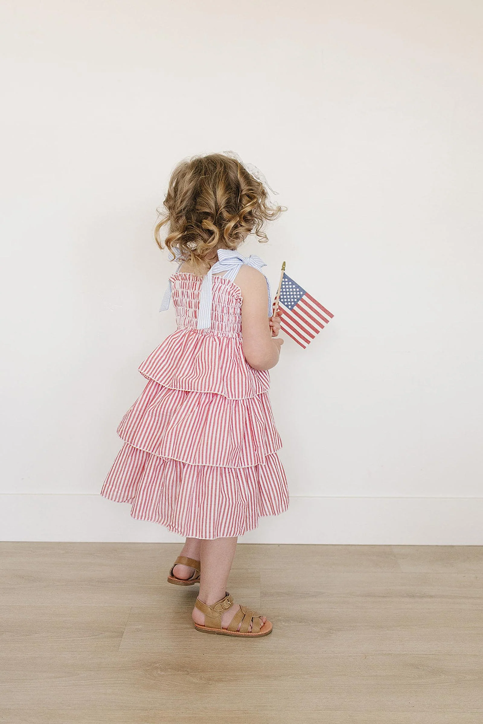 Mebie Baby Patriotic Red Stripe Ruffle Dress, Cotton, Baby, Toddler & Kids - Image 5