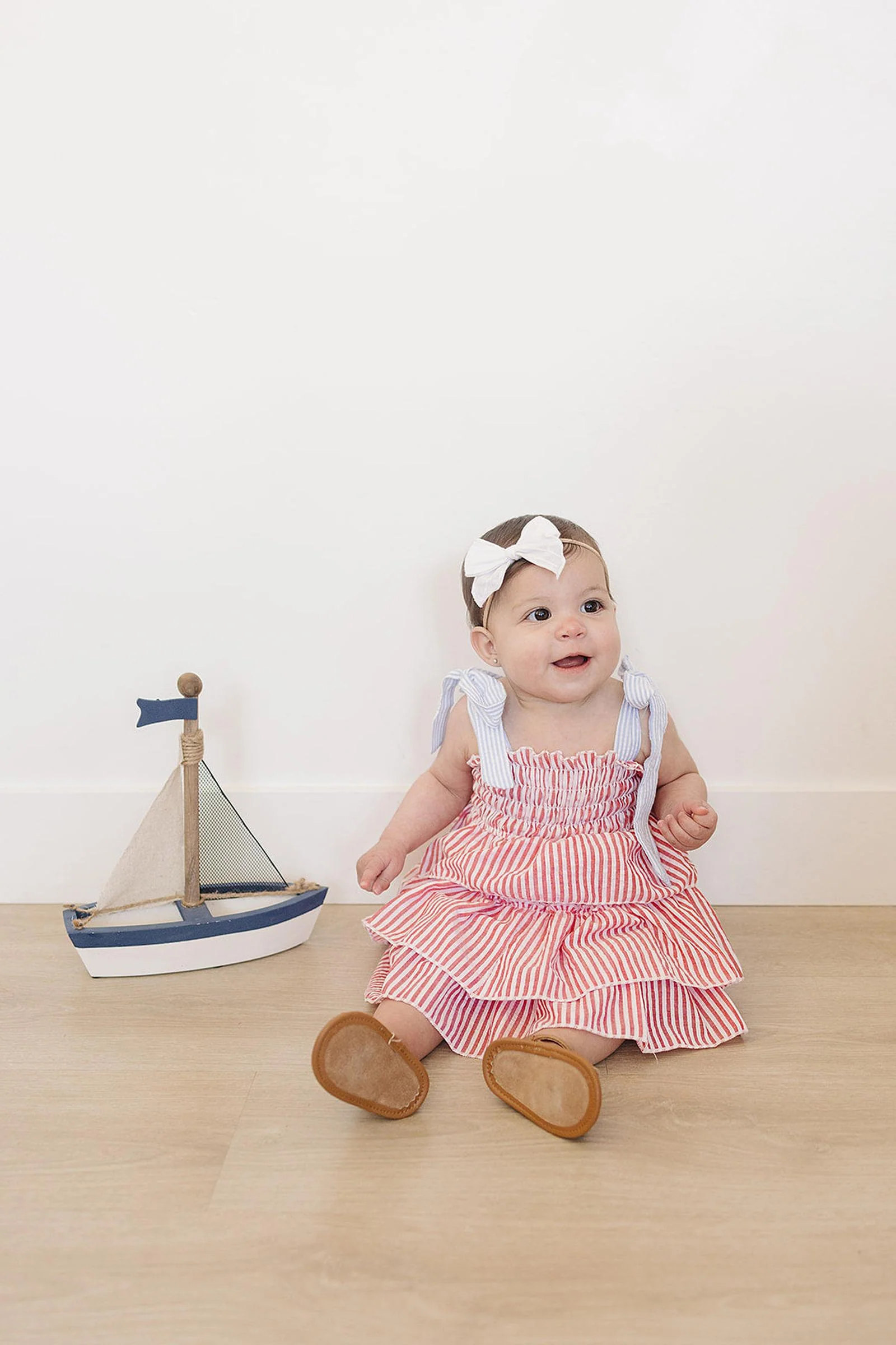 Mebie Baby Patriotic Red Stripe Ruffle Dress, Cotton, Baby, Toddler & Kids - Image 7
