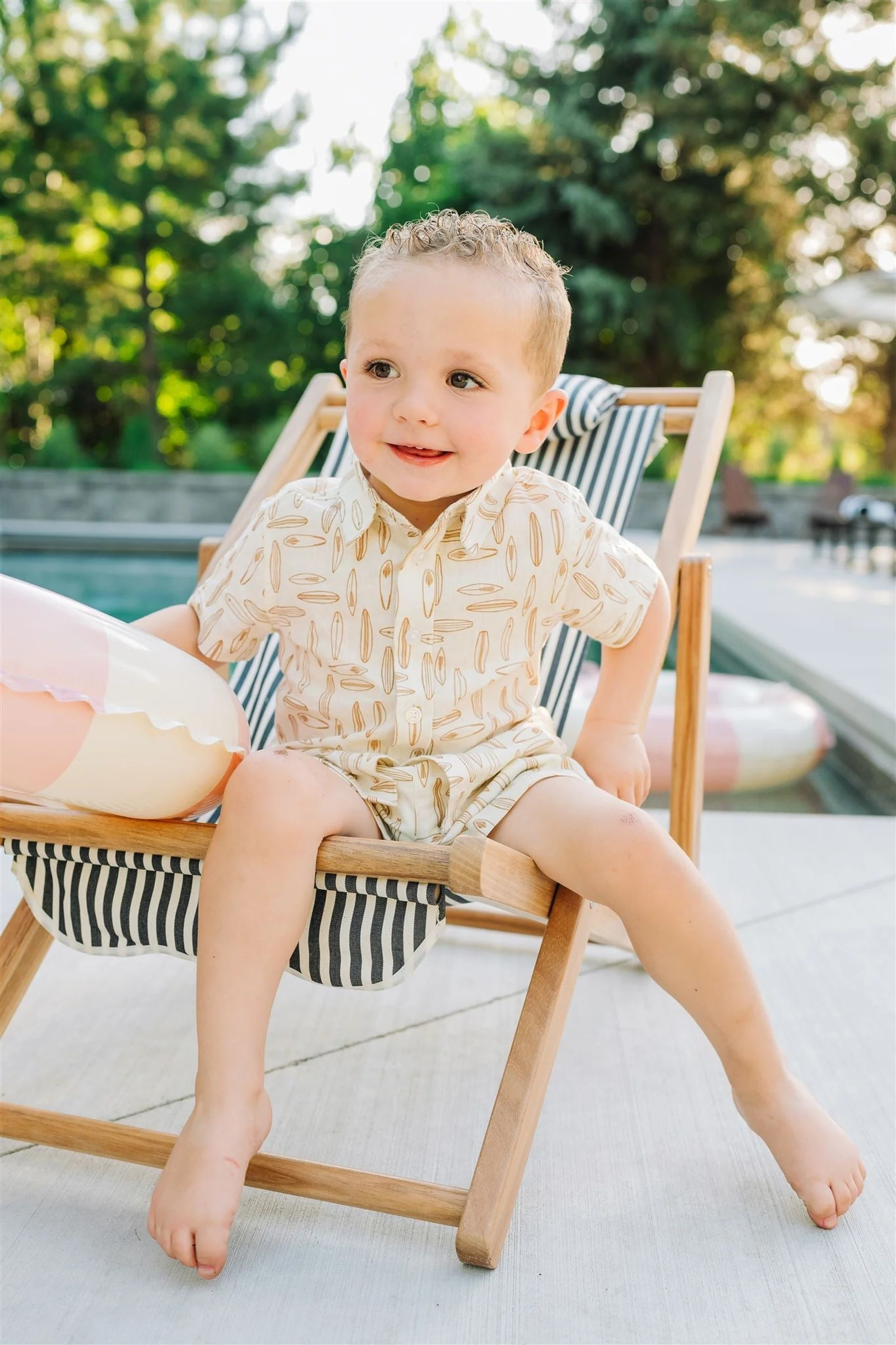 Mebie Baby Surfboard Button Up Shirt, Linen Rayon, Baby, Toddler & Kids - Image 3