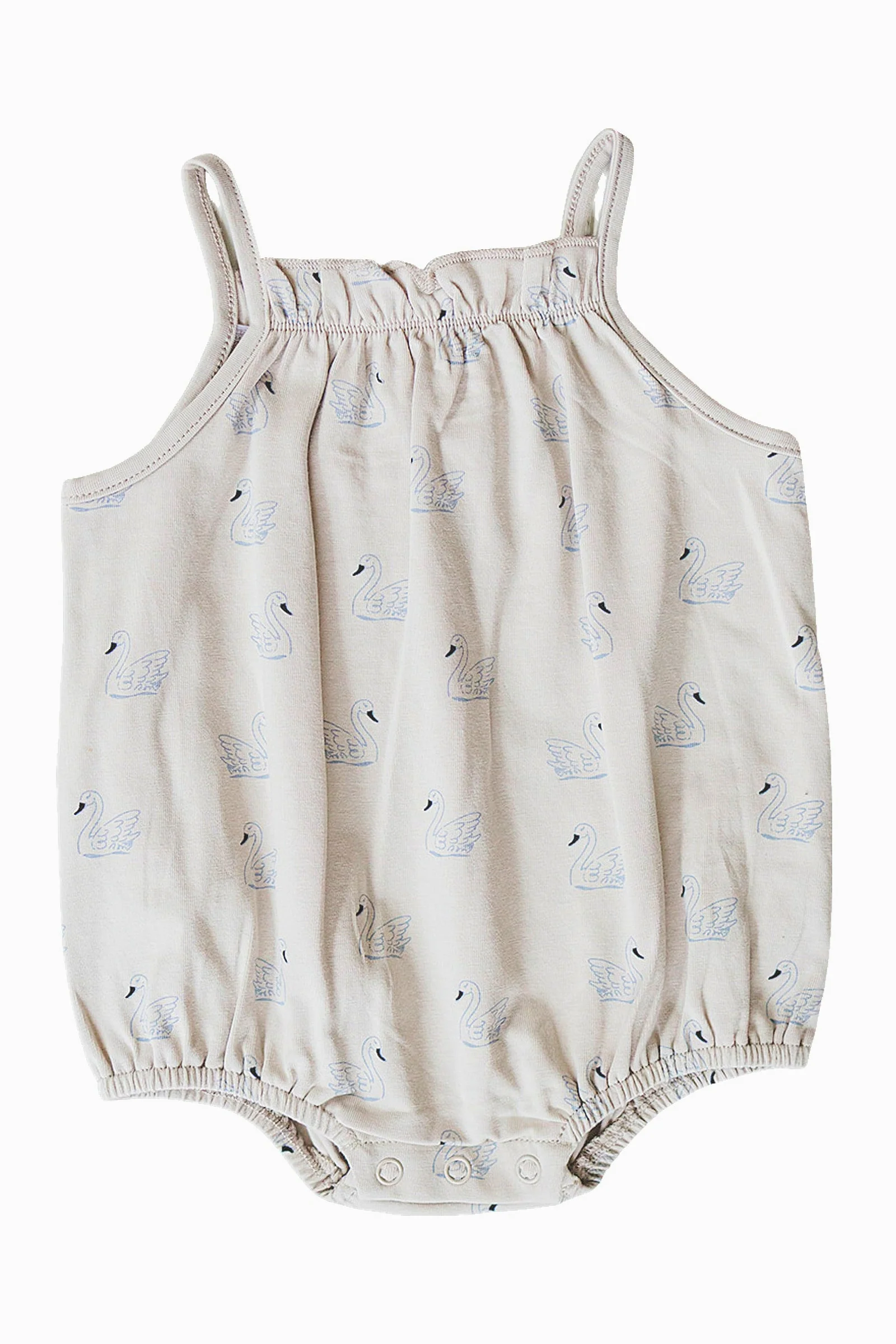 Mebie Baby Cotton Swan Tank Bubble Romper for Baby Girls, Cream - Image 2