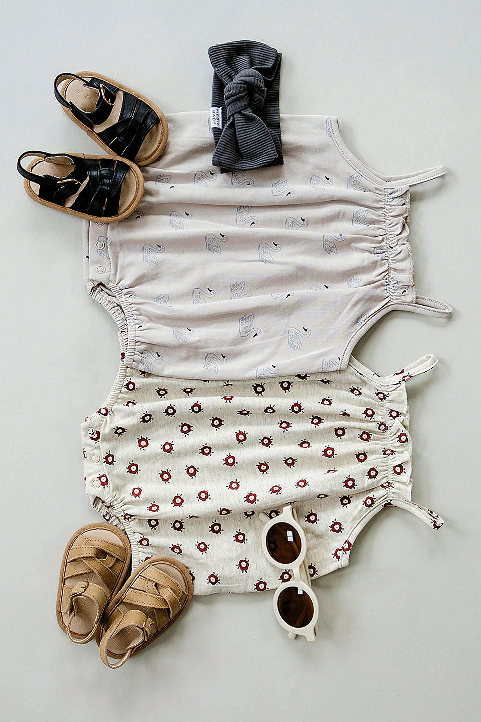Mebie Baby Cotton Swan Tank Bubble Romper for Baby Girls, Cream - Image 3