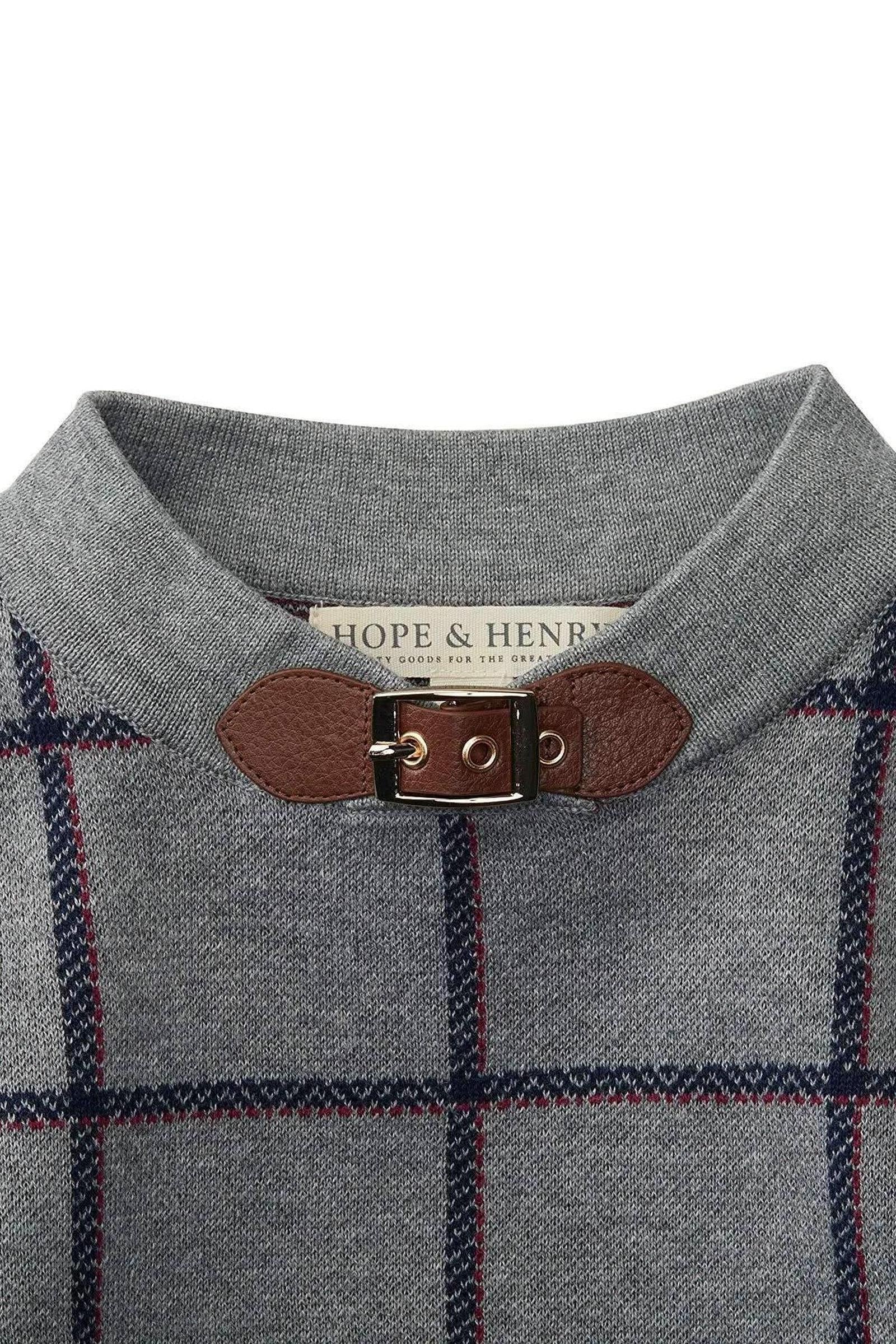 Hope & Henry Organic Cotton Sweater Cape, Gray Plaid, Toddler & Kids - Image 4
