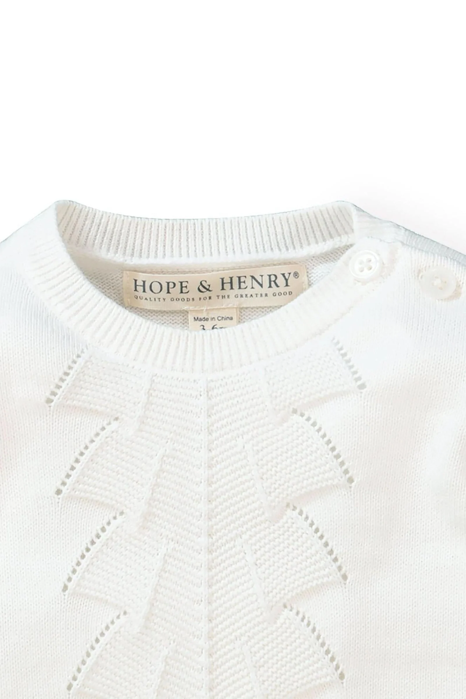 Hope & Henry Organic Cotton Sweater Gown and Bonnet Set, Soft White, Newborn & Baby - Image 3