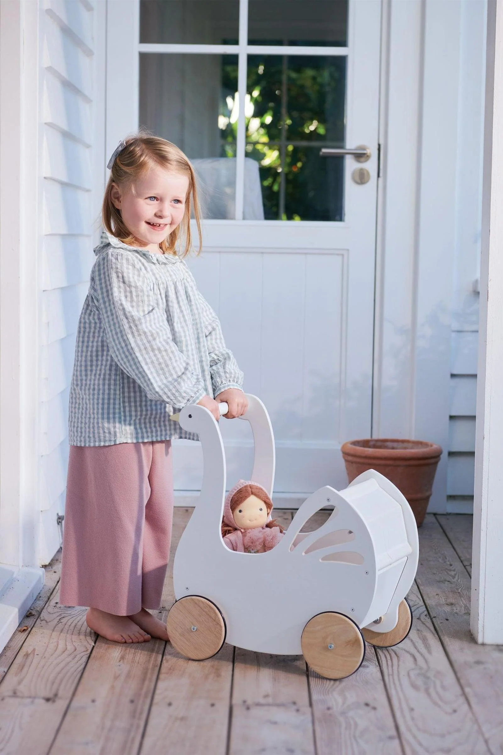 Tender Leaf Wooden Toys, Sweet Swan Baby Carriage - Image 2