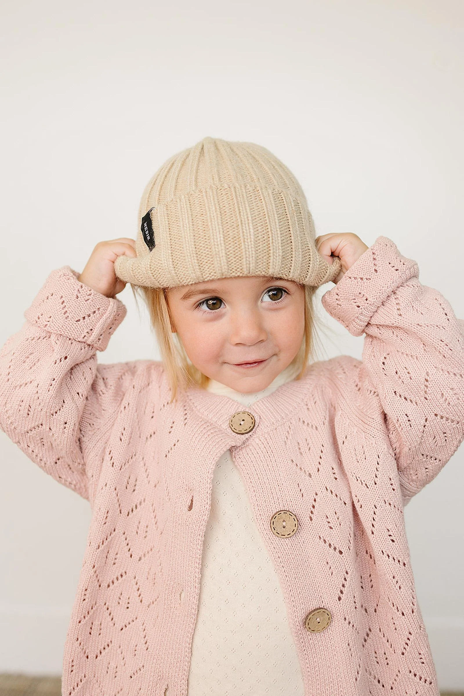 Mebie Baby Tan Chunky Knit Beanie, 100% Angora Wool, Gender Neutral, Baby - Image 4