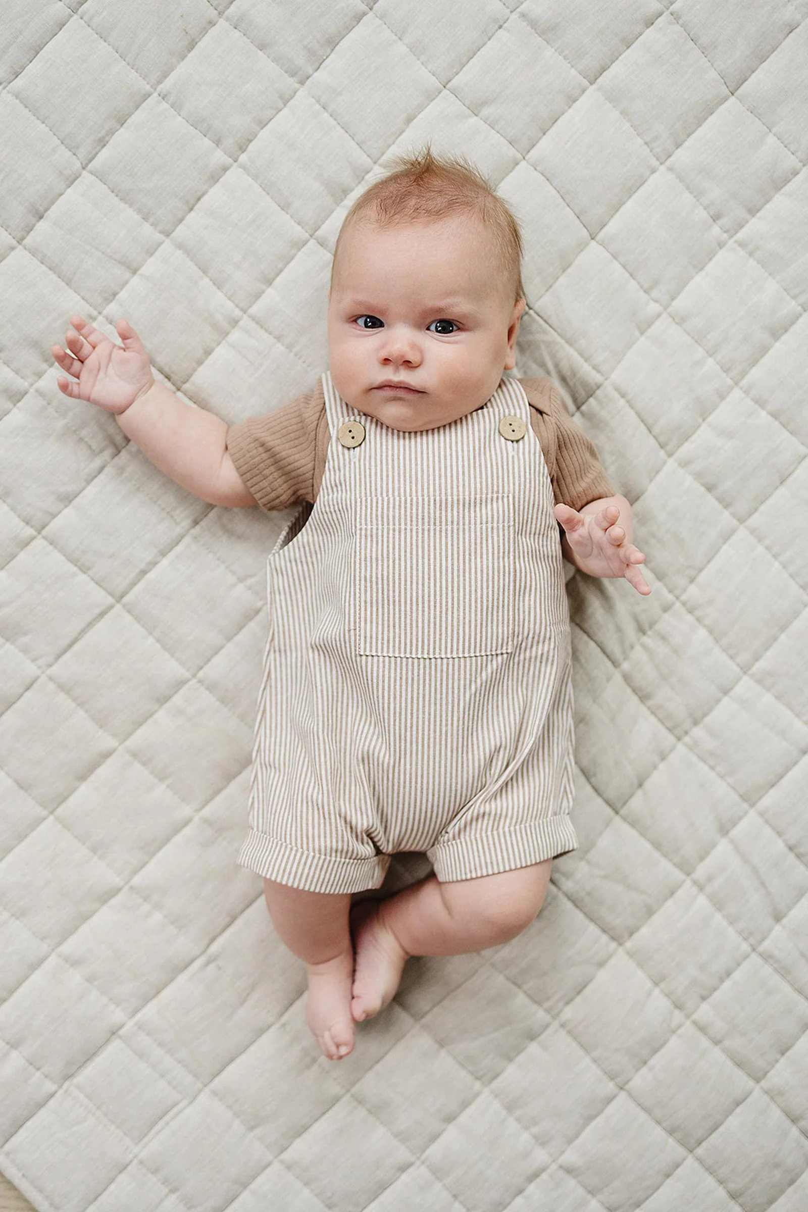 Mebie Baby Tan Ribbed Cotton Bodysuit for Babies