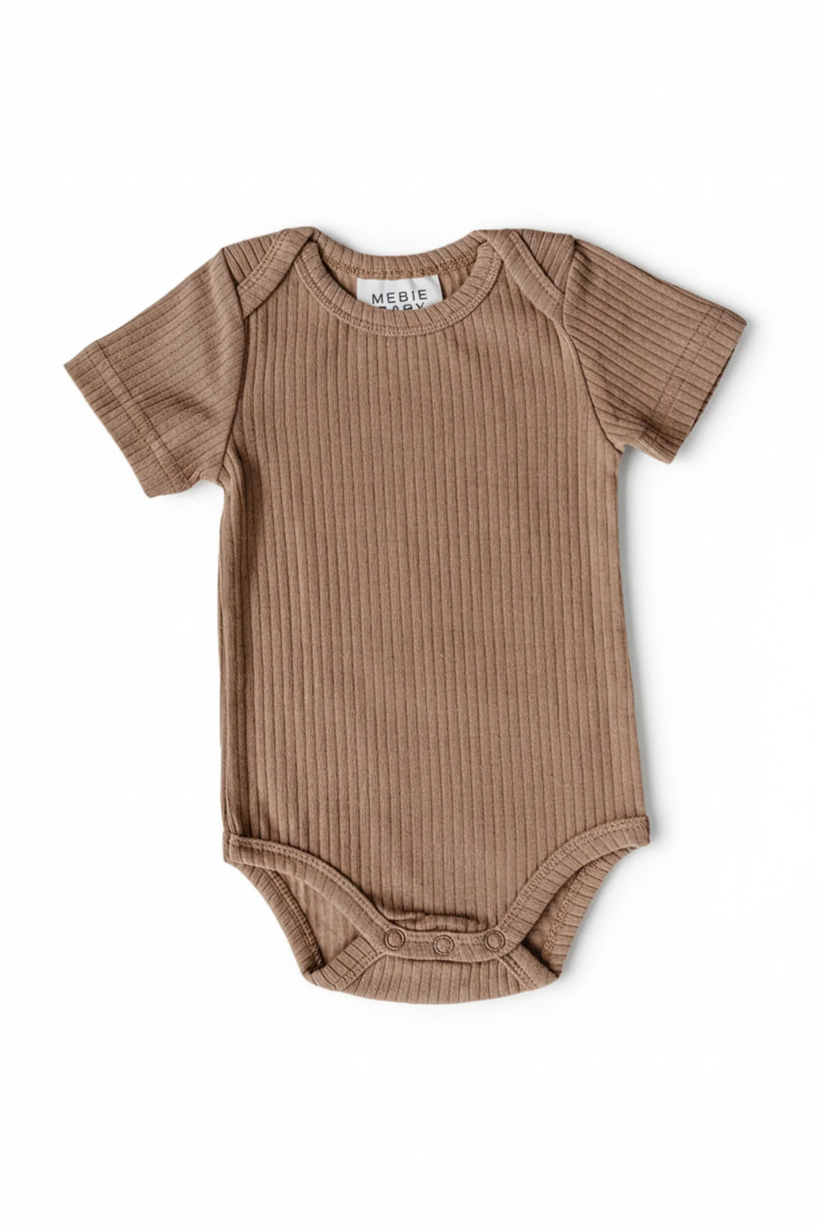 Mebie Baby Tan Ribbed Cotton Bodysuit for Babies - Image 2