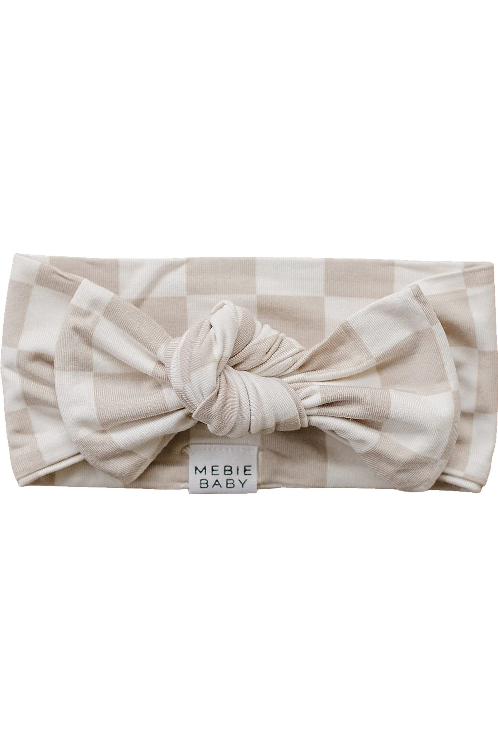 Mebie Baby Taupe Checkered Head Wrap, Bamboo, Baby - Image 2