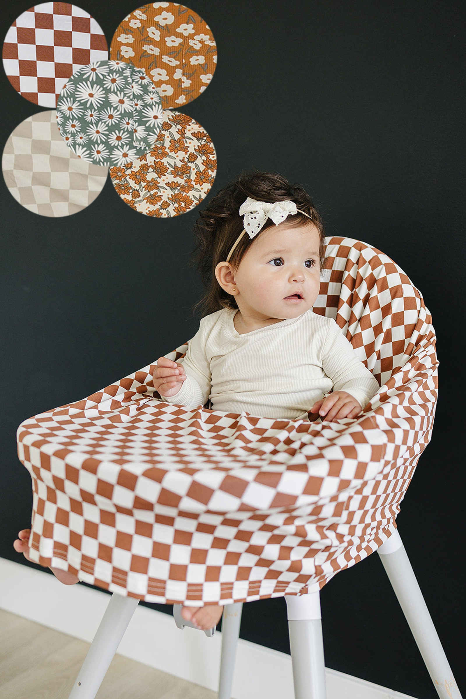 Mebie Baby Taupe Checkered Multi-Use, Bamboo, Car Seat & Nursing Cover, Gender Neutral, Baby - Image 3