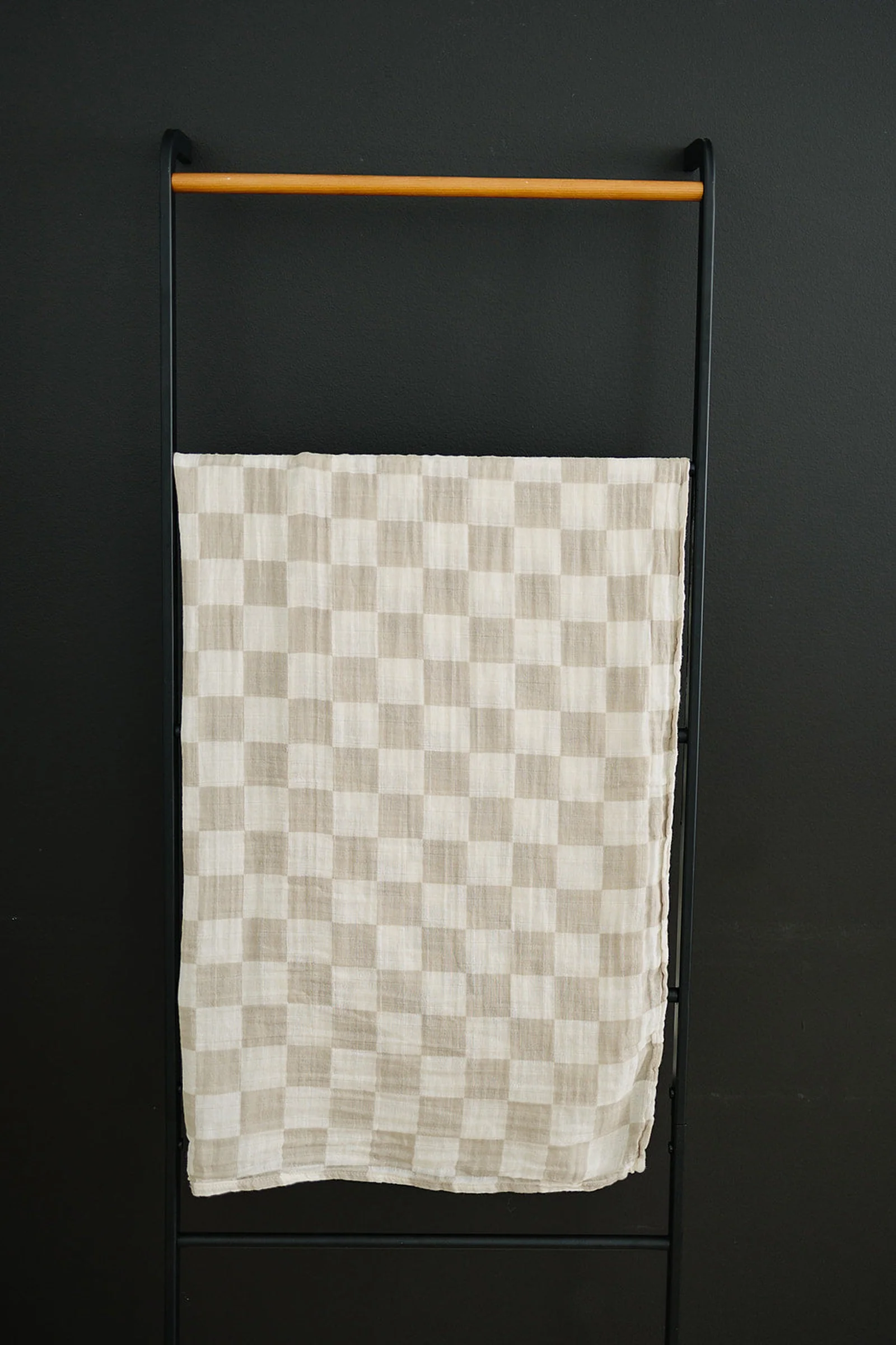 Mebie Baby Taupe Checkered Muslin Swaddle Blanket, Hospital Collection, Baby Essentials - Image 3