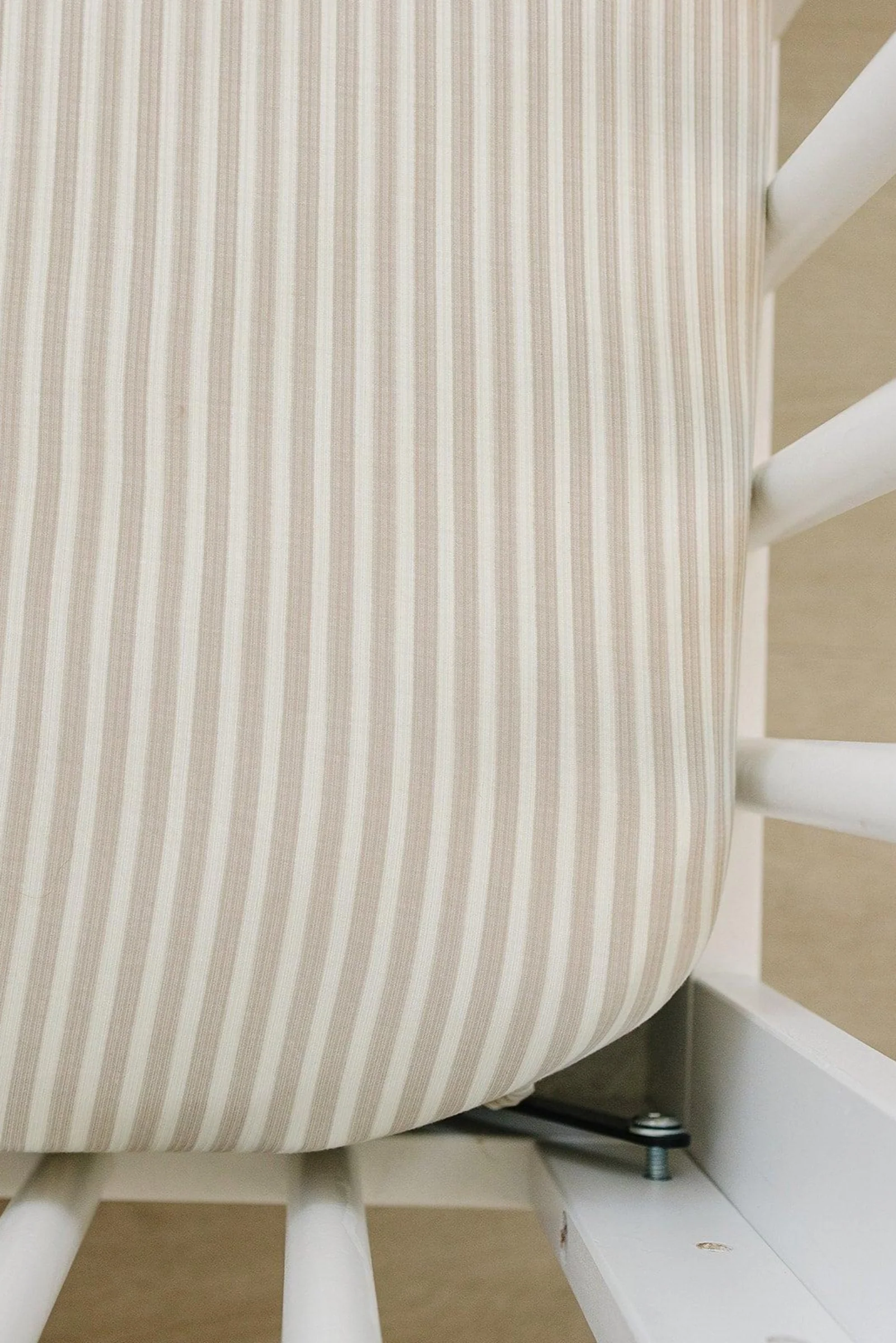 Mebie Baby Taupe Stripe Ribbed Stretch Crib Sheet, Bamboo, Baby Essentials