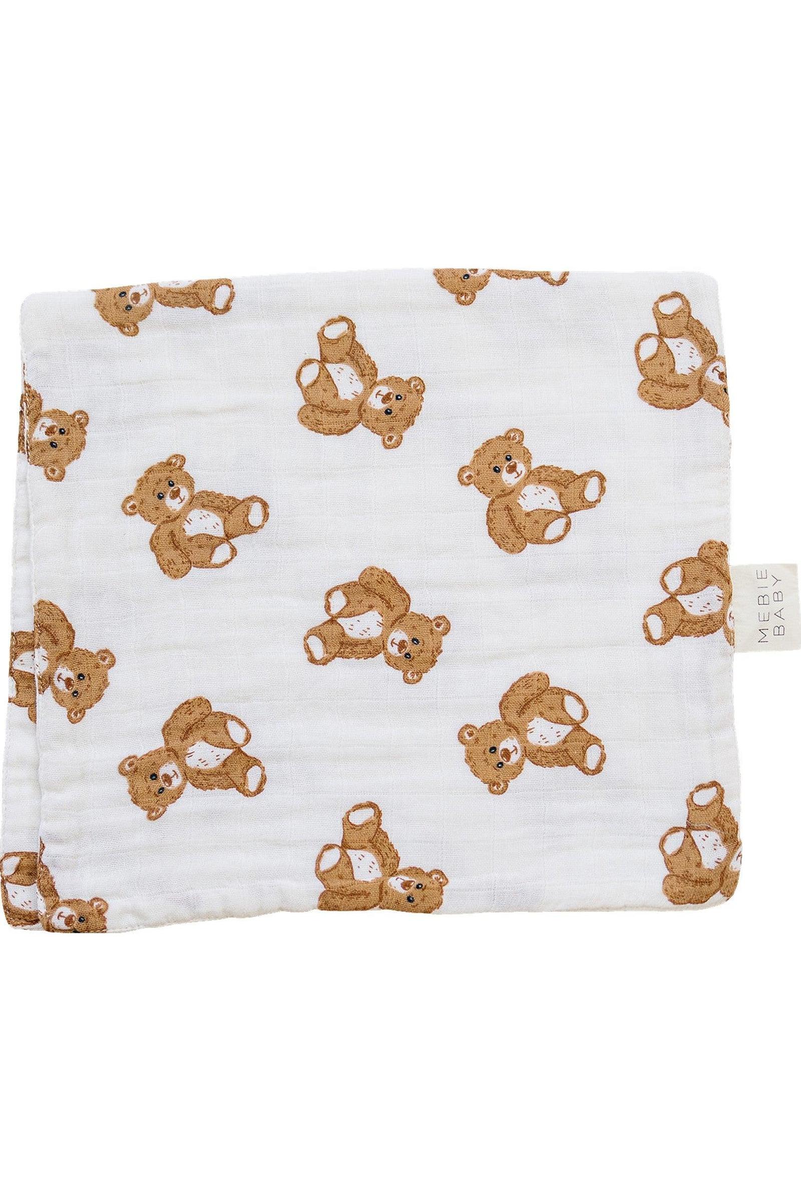 Mebie Baby Teddy Bear Muslin Burp Cloth, 100% Cotton, Baby Essentials - Image 2