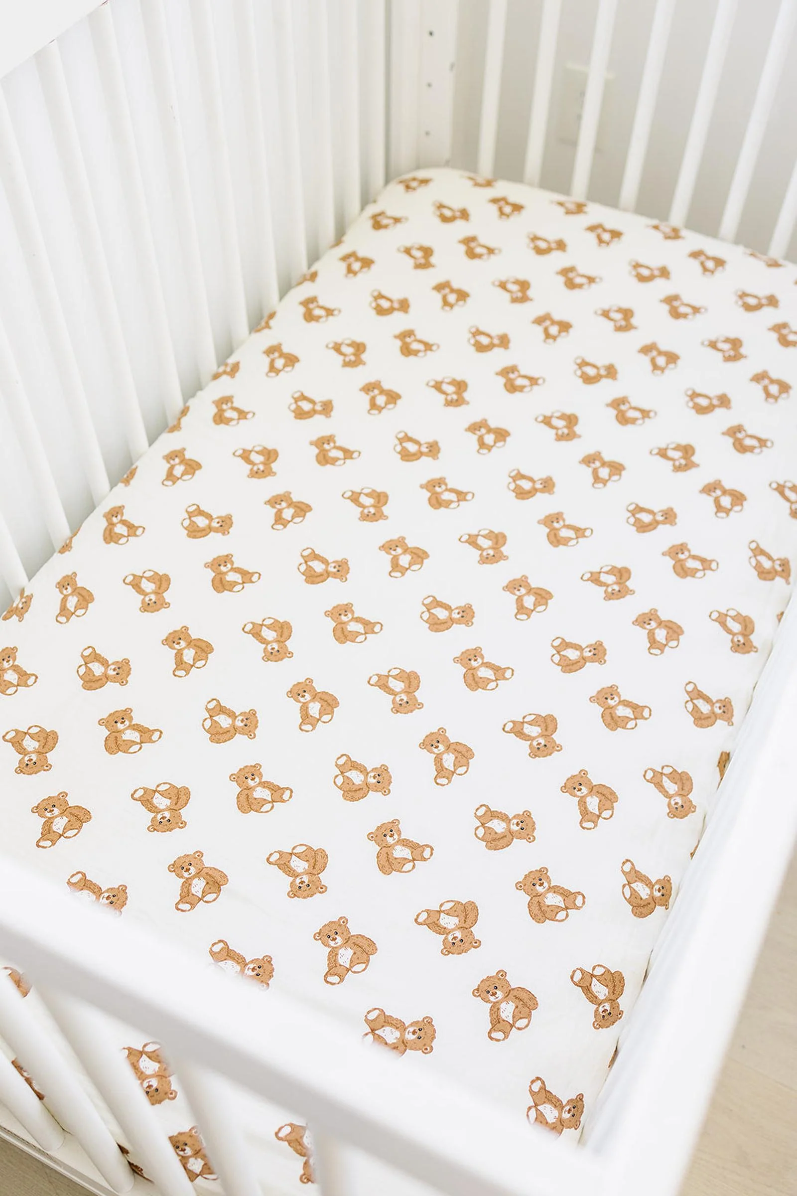 Mebie Baby Teddy Bear Muslin Crib Sheet, 100% Cotton, Baby Essentials