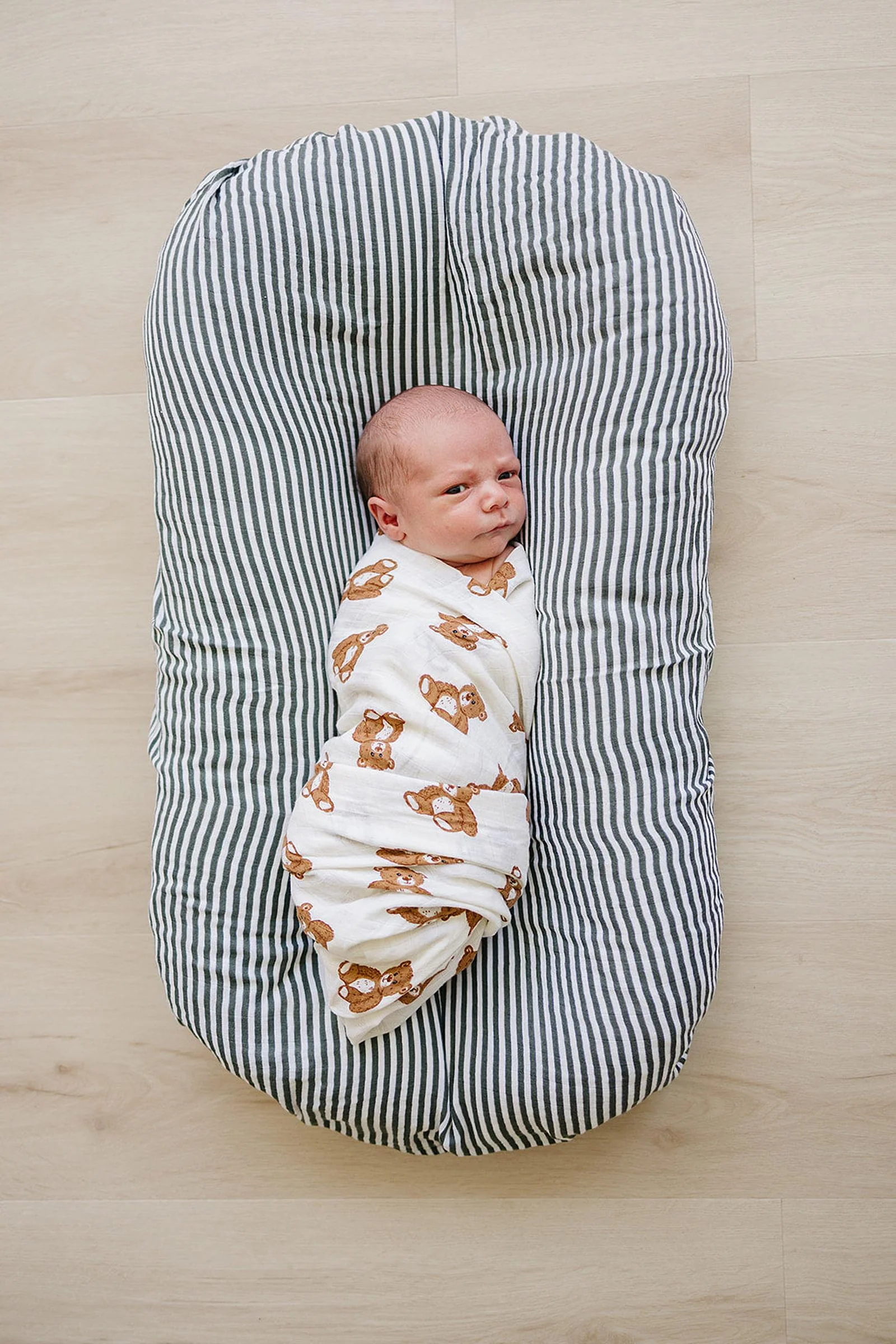Mebie Baby Teddy Bear Muslin Swaddle Blanket, 100% Cotton, Gender Neutral, Baby