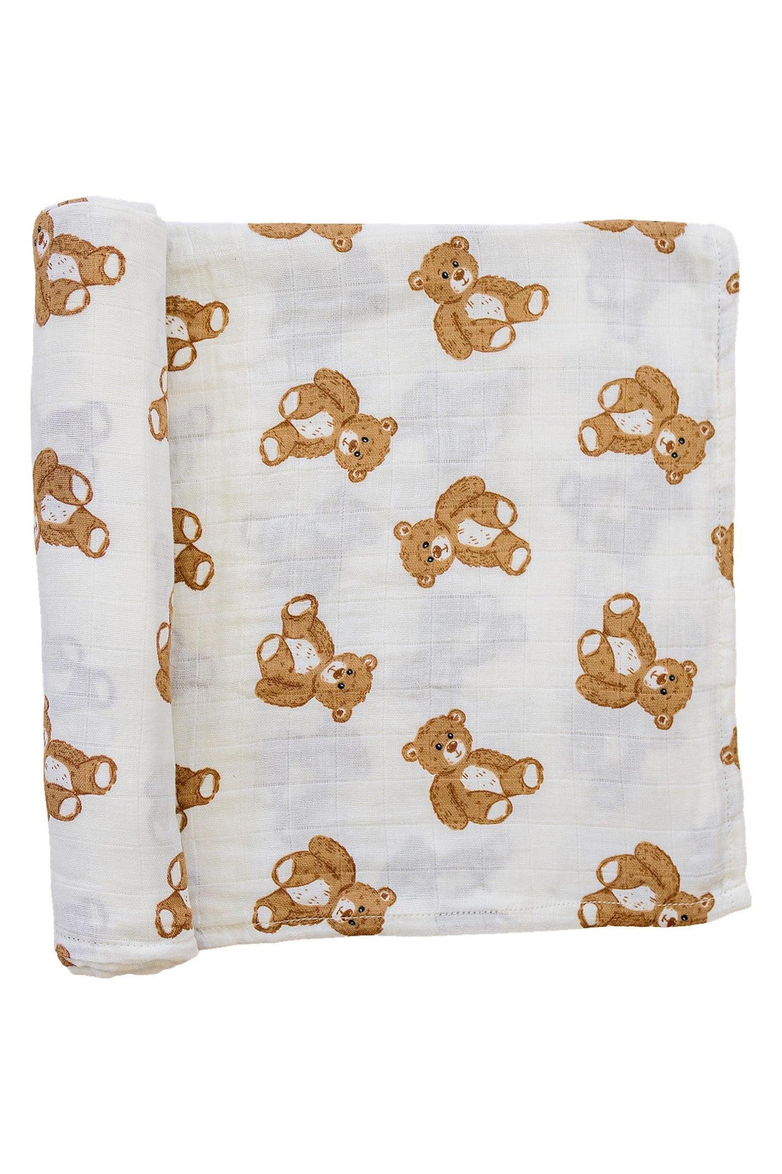 Mebie Baby Teddy Bear Muslin Swaddle Blanket, 100% Cotton, Gender Neutral, Baby - Image 2
