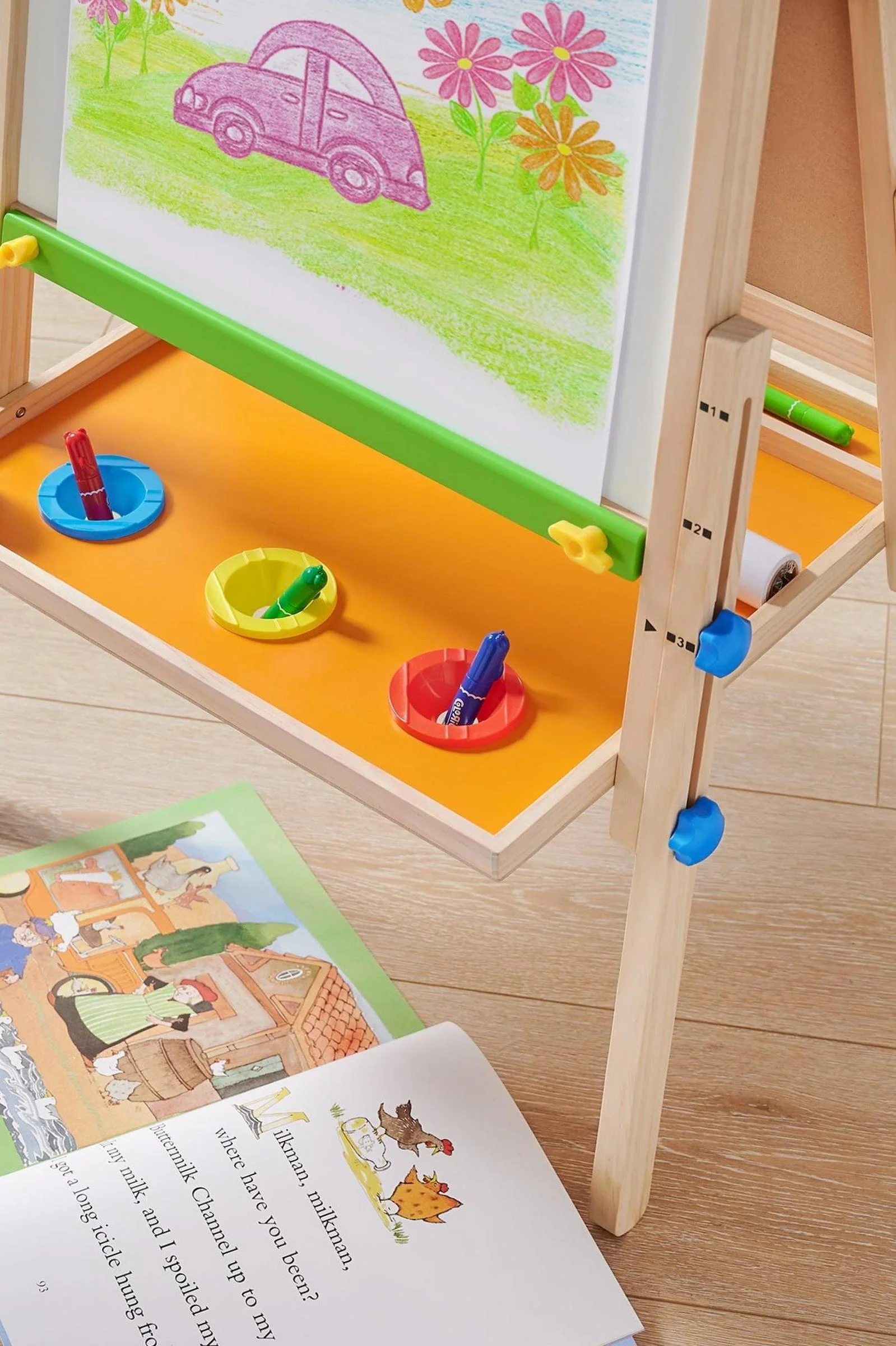 3-in-1 Art Easel, for Kids, Chalk Board, Magnetic Whiteboard, Art Paper Holder - Image 5