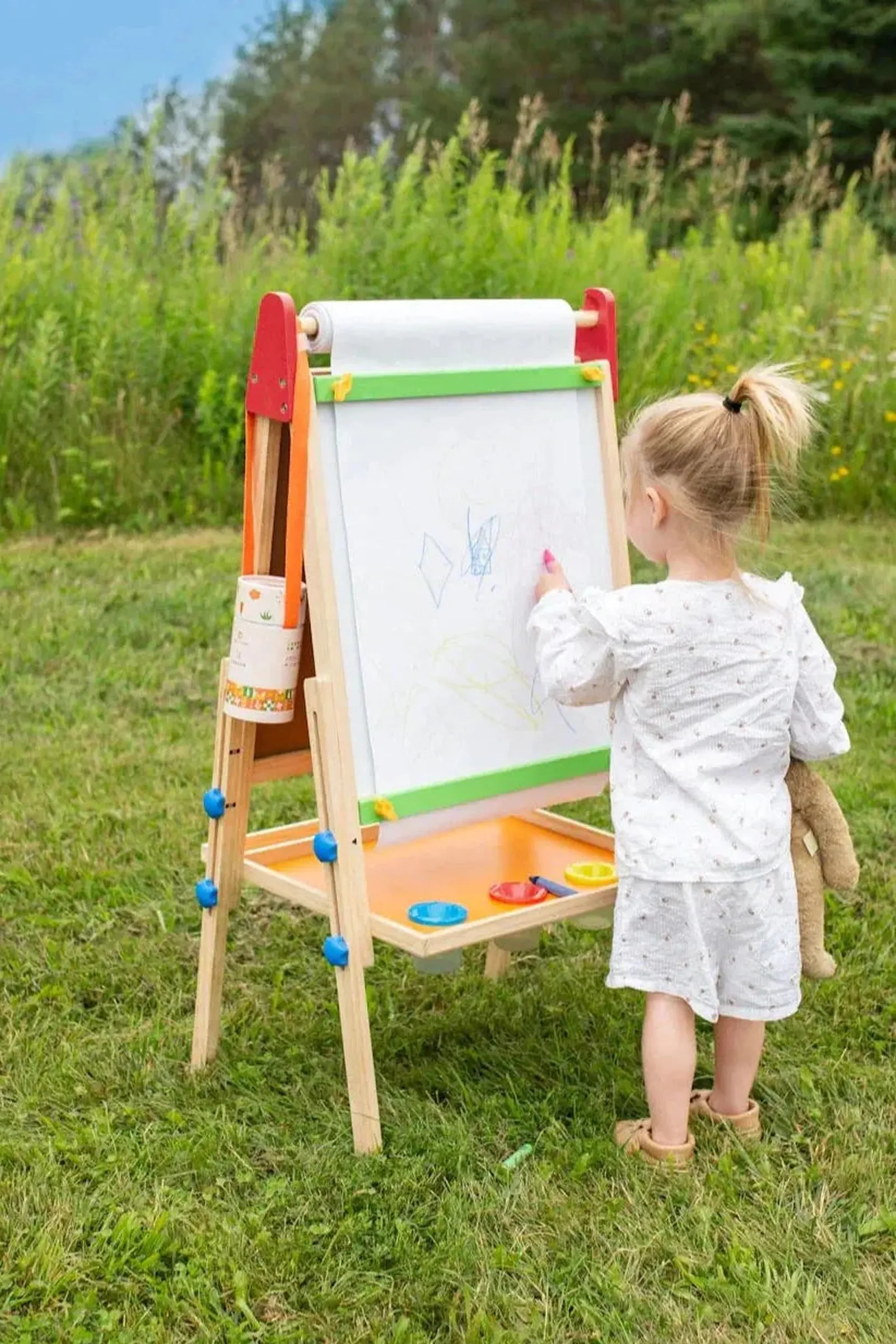 3-in-1 Art Easel, for Kids, Chalk Board, Magnetic Whiteboard, Art Paper Holder - Image 7