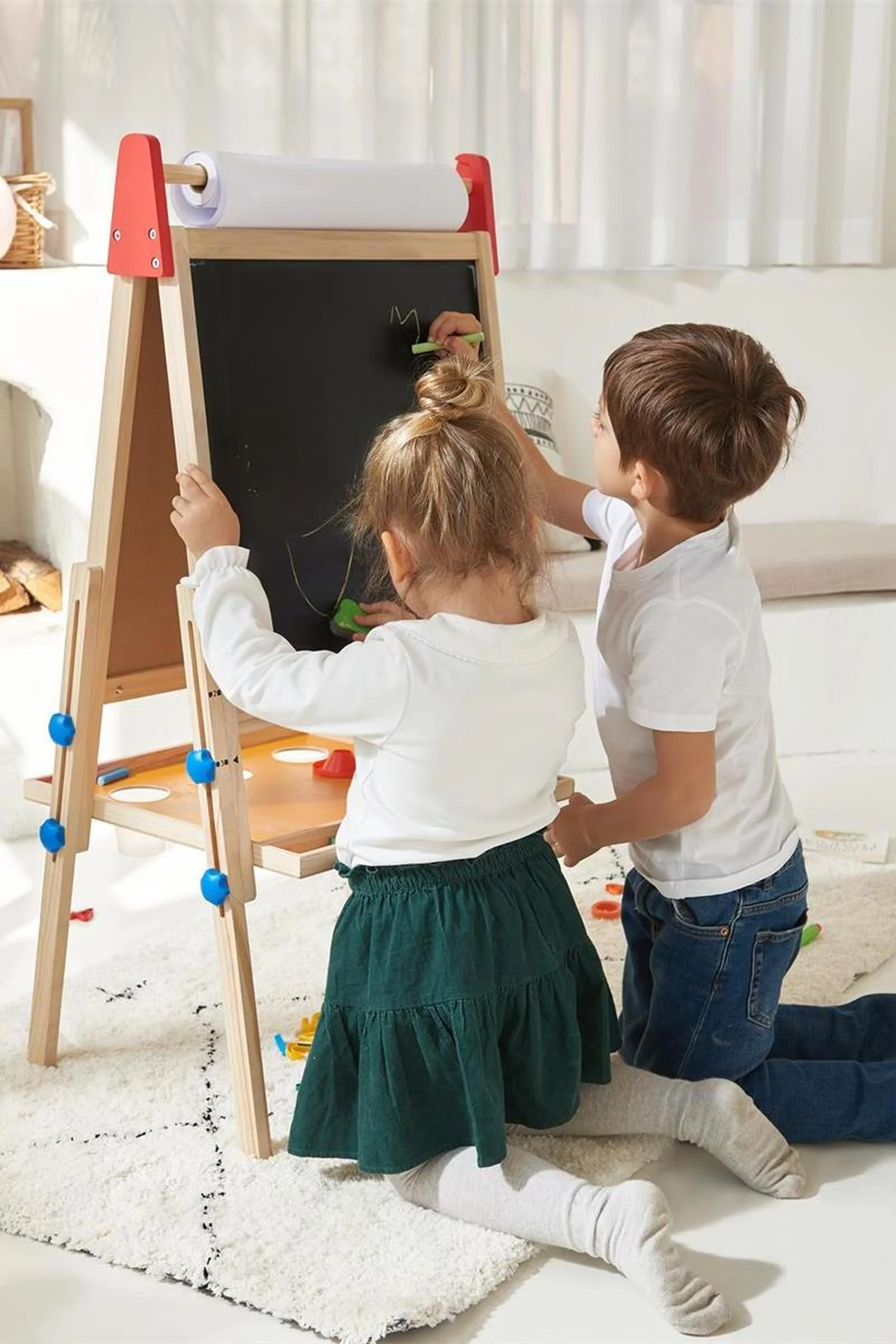 3-in-1 Art Easel, for Kids, Chalk Board, Magnetic Whiteboard, Art Paper Holder - Image 8