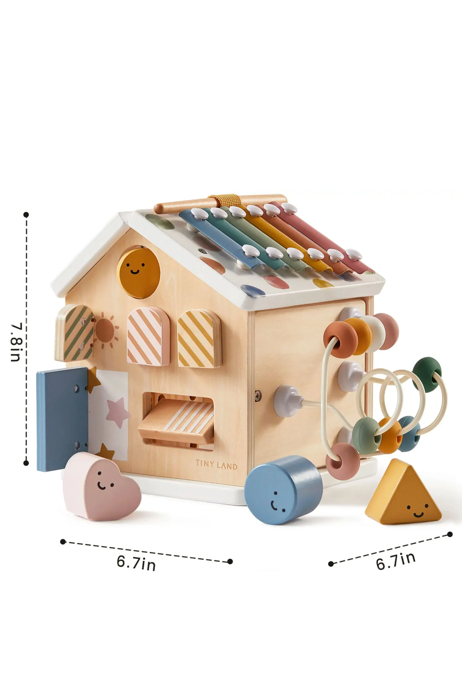 Tiny Land® Cottage Morandi Wooden Activity Cube, Montessori Inspired, Baby & Toddler - Image 10
