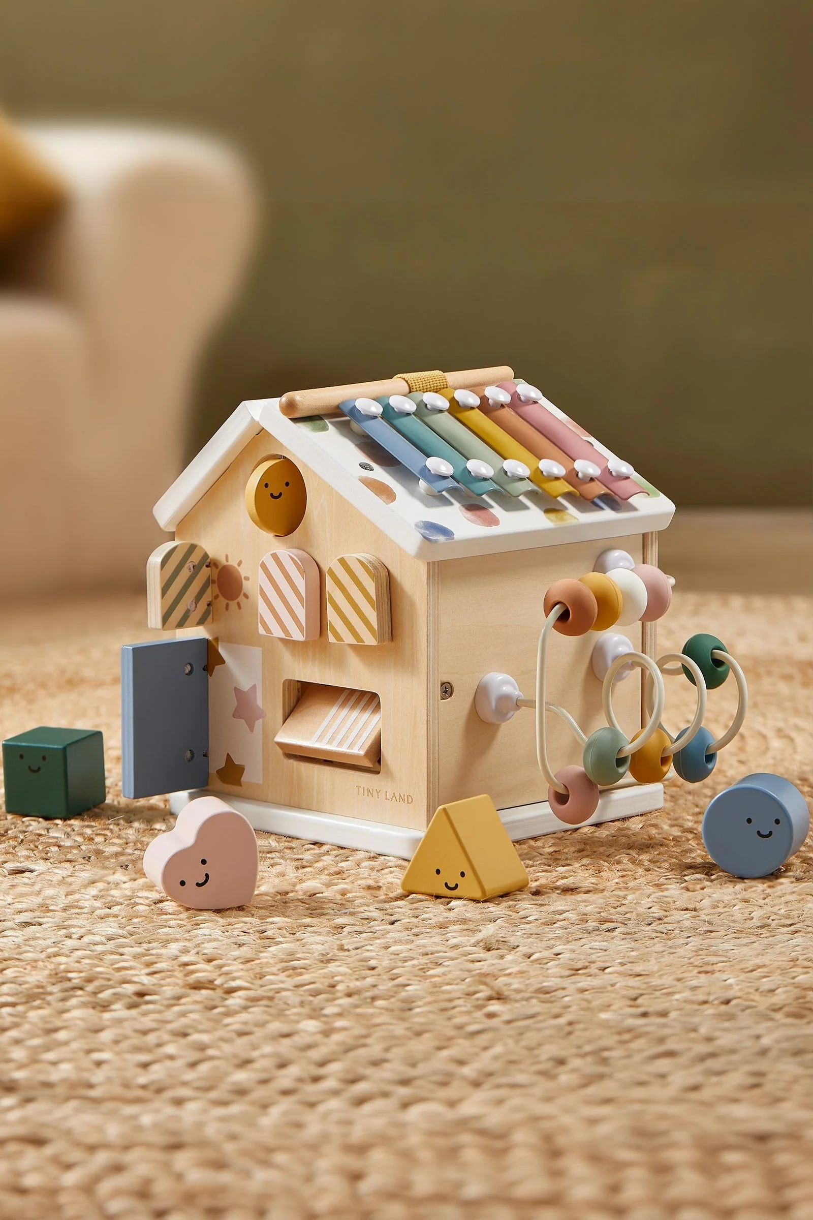 Tiny Land® Cottage Morandi Wooden Activity Cube, Montessori Inspired, Baby & Toddler - Image 7