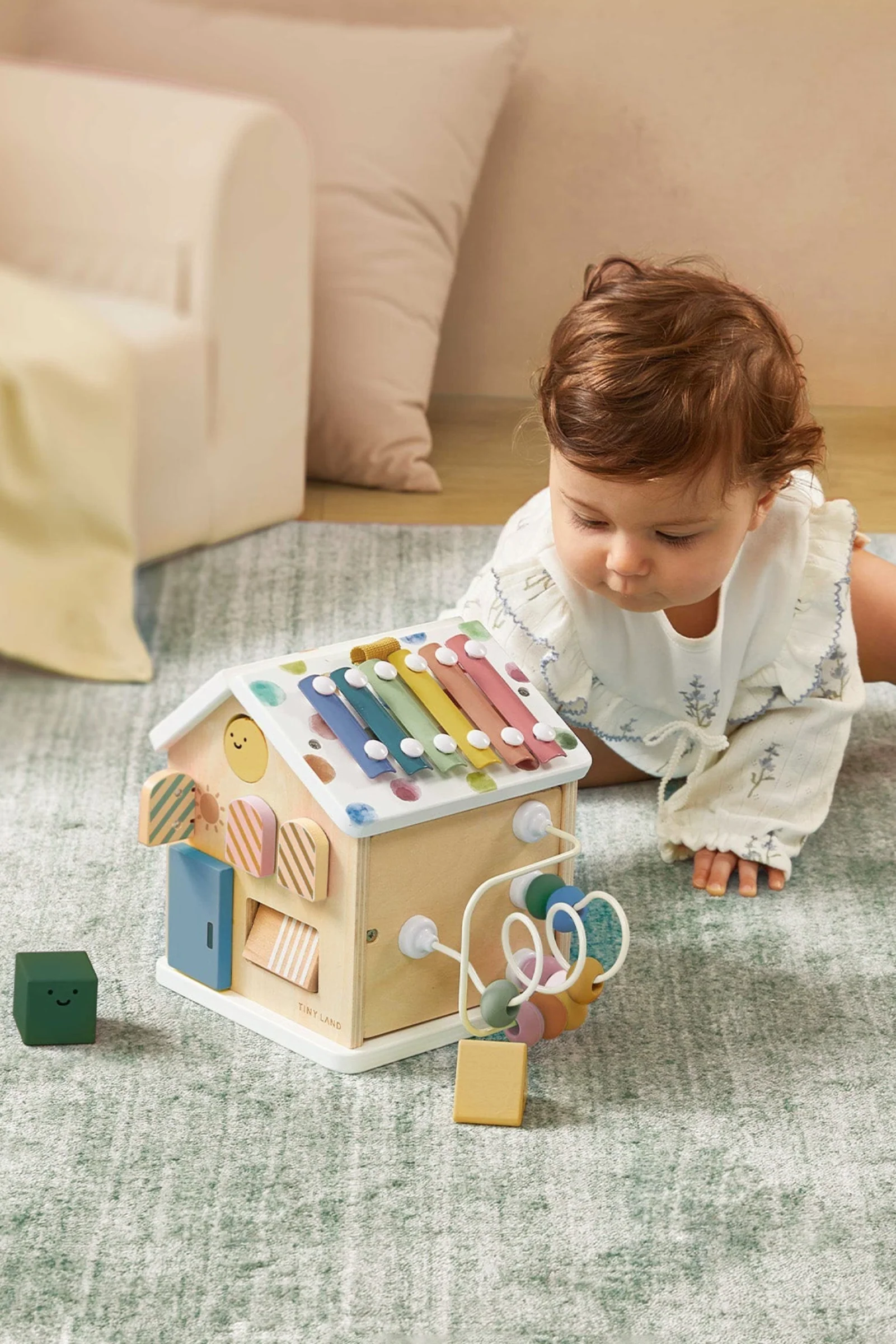 Tiny Land® Cottage Morandi Wooden Activity Cube, Montessori Inspired, Baby & Toddler - Image 8