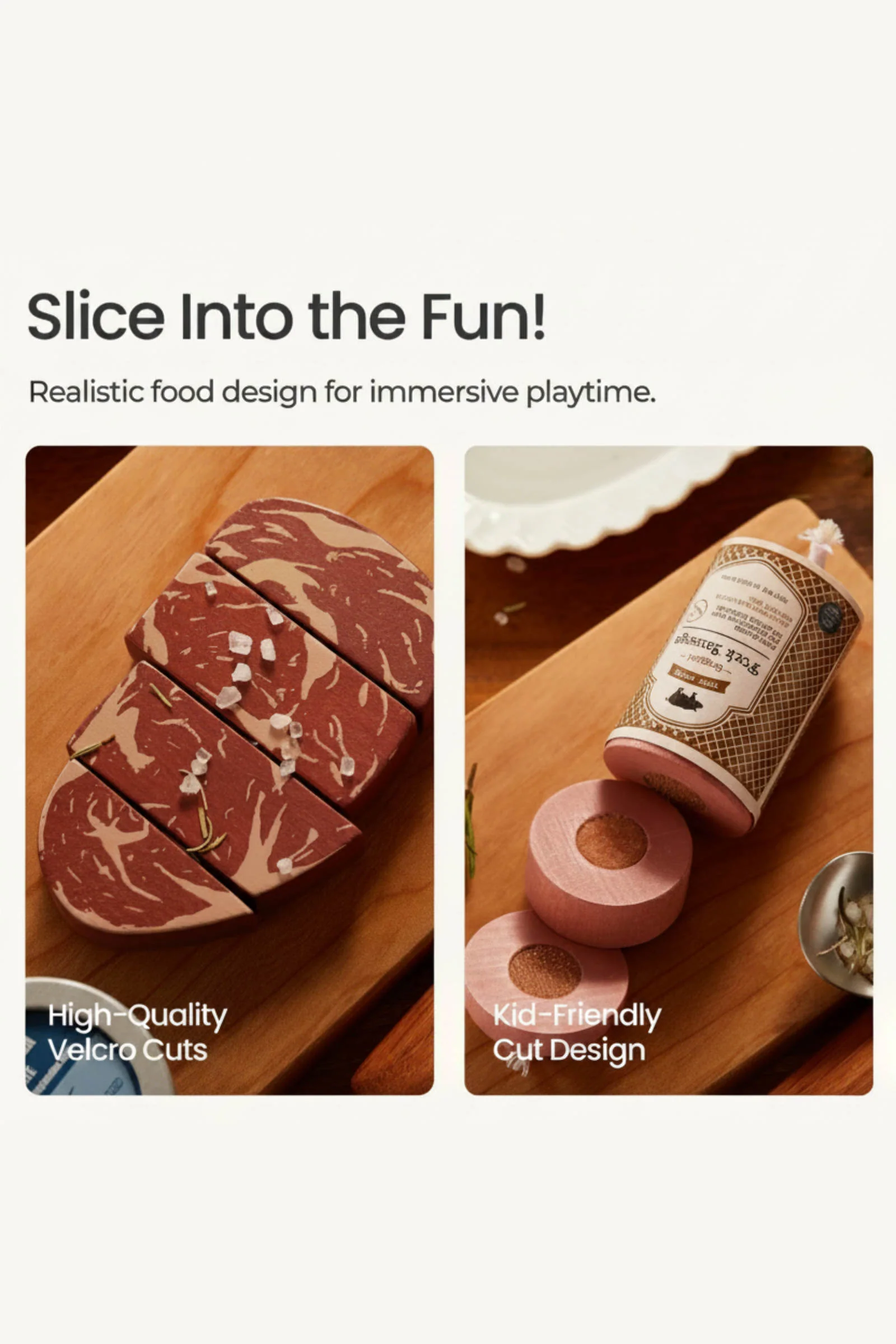 Organic Wooden Meat & Seafood Play Food Set - Image 4