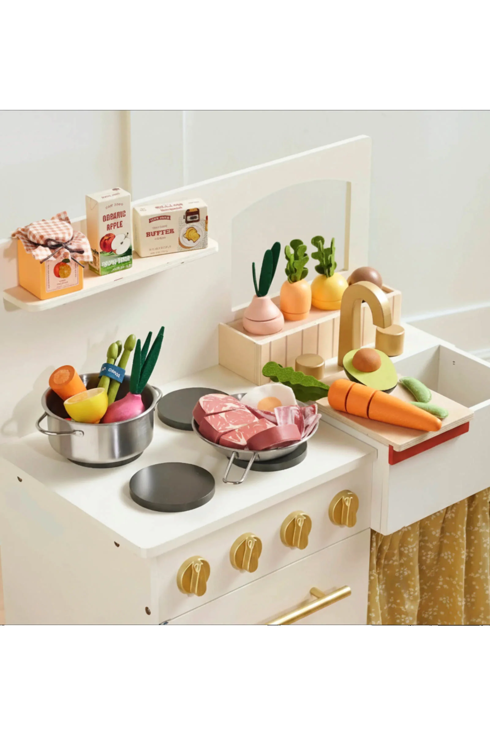 Organic Wooden Meat & Seafood Play Food Set - Image 6