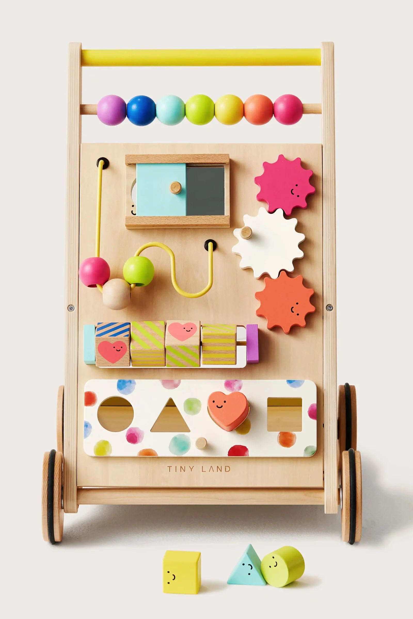 Tiny Land® Rainbow Wooden Baby Walker & Activity Cube Playset, Montessori Development Toy, Toddlers - Image 3