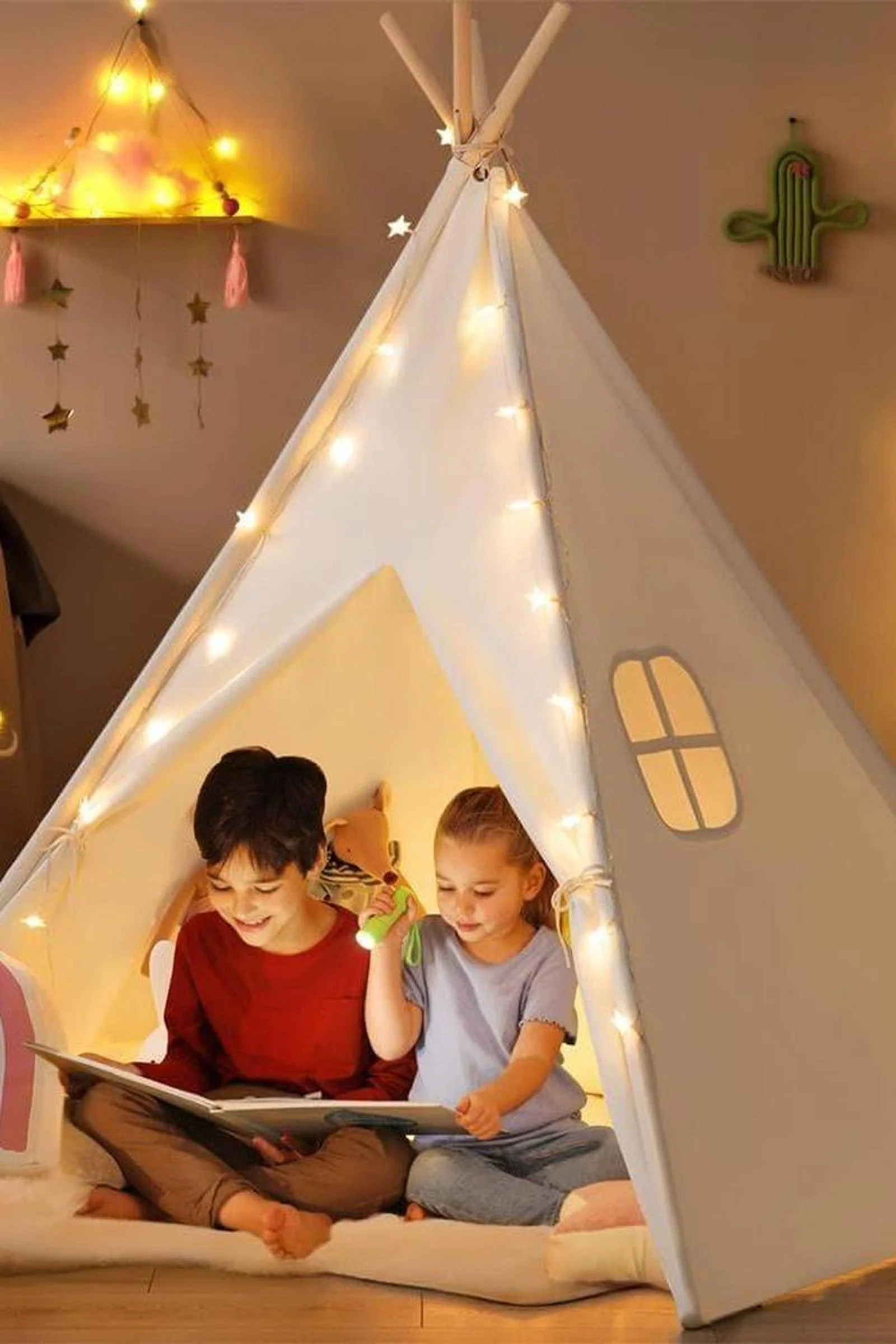 Teepee Tent for Kids with Mat – Indoor Play Tent with Floor Mat - Image 3