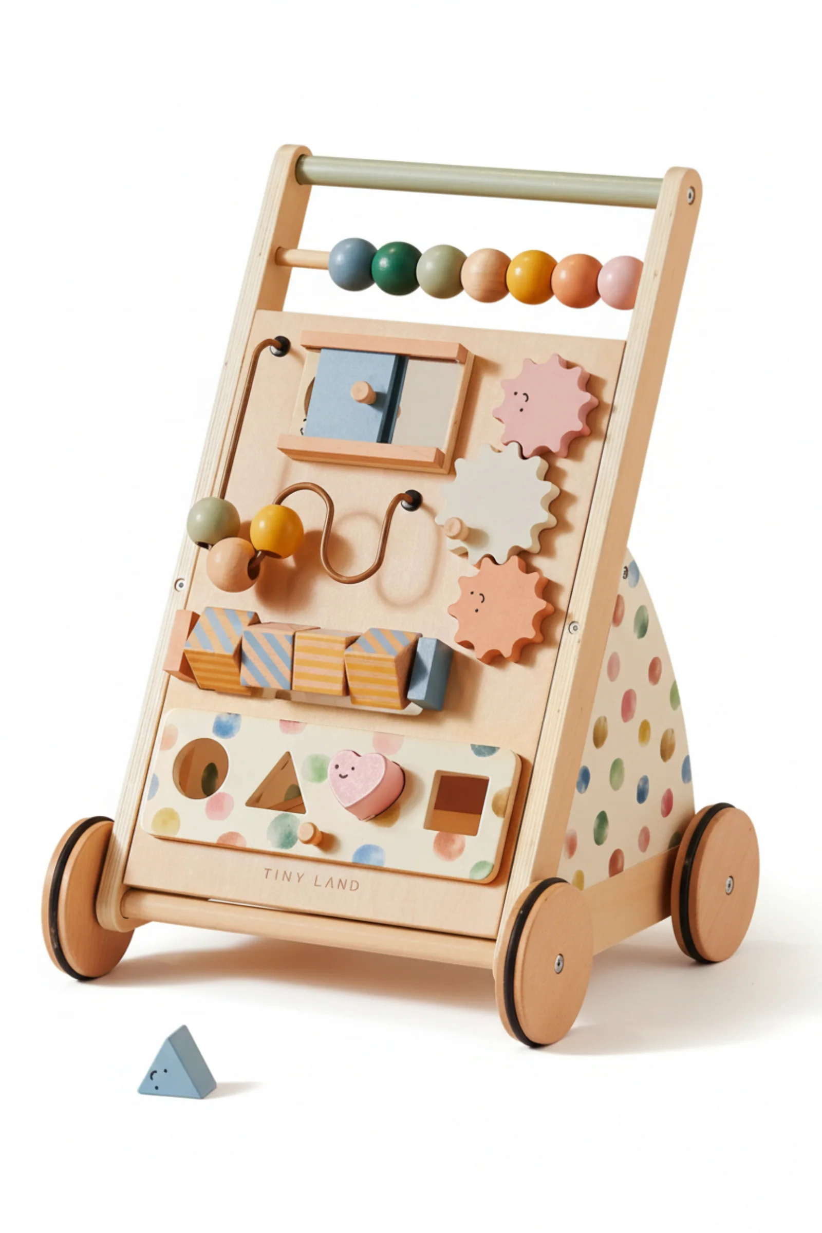 Tiny Land® Versatile Natural Wooden Baby Walker, Montessori Development Toy, Toddlers