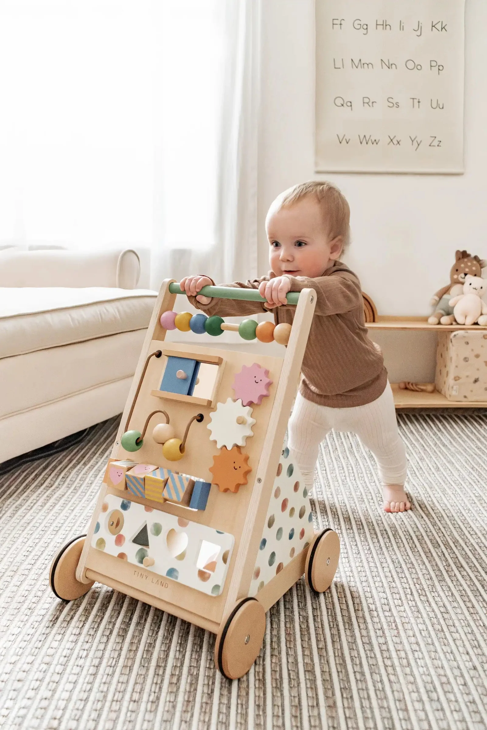 Tiny Land® Versatile Natural Wooden Baby Walker, Montessori Development Toy, Toddlers - Image 6