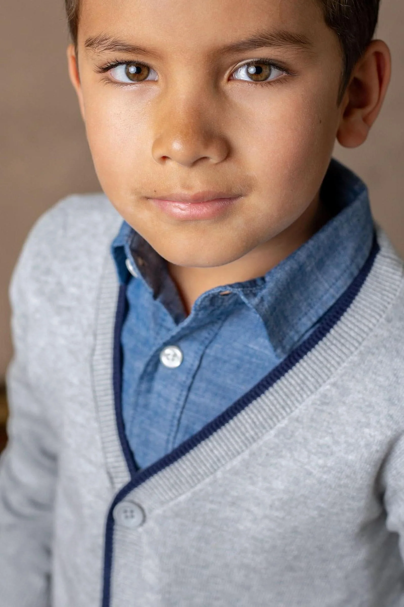 Hope & Henry Organic Cotton Cardigan with Elbow Patches, Grey and Navy Tipped, Sizes 2-16 - Image 3