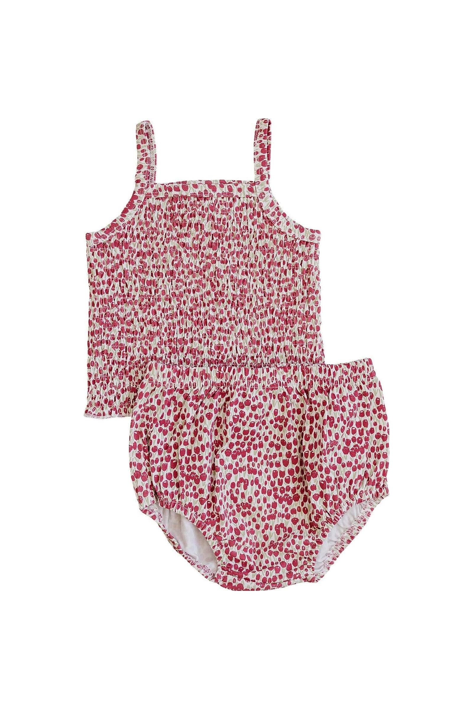 Mebie Baby Cotton Tulip Ruched Bloomer Set for Baby Girls - Image 2