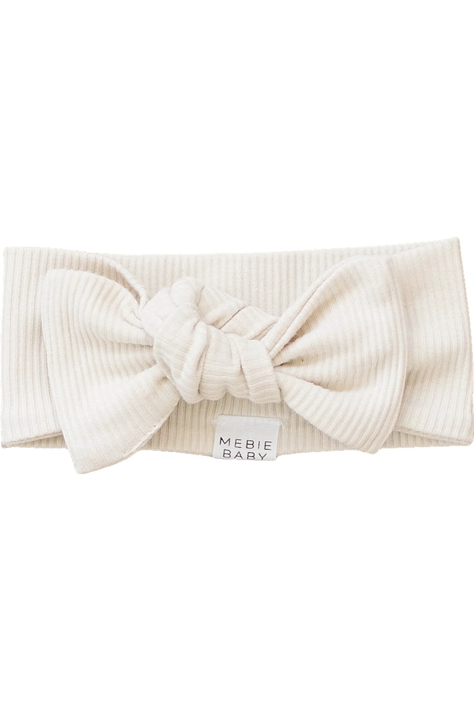 Mebie Baby  Baby Girl Vanilla Ribbed Head Wrap, Organic Cotton - Image 2