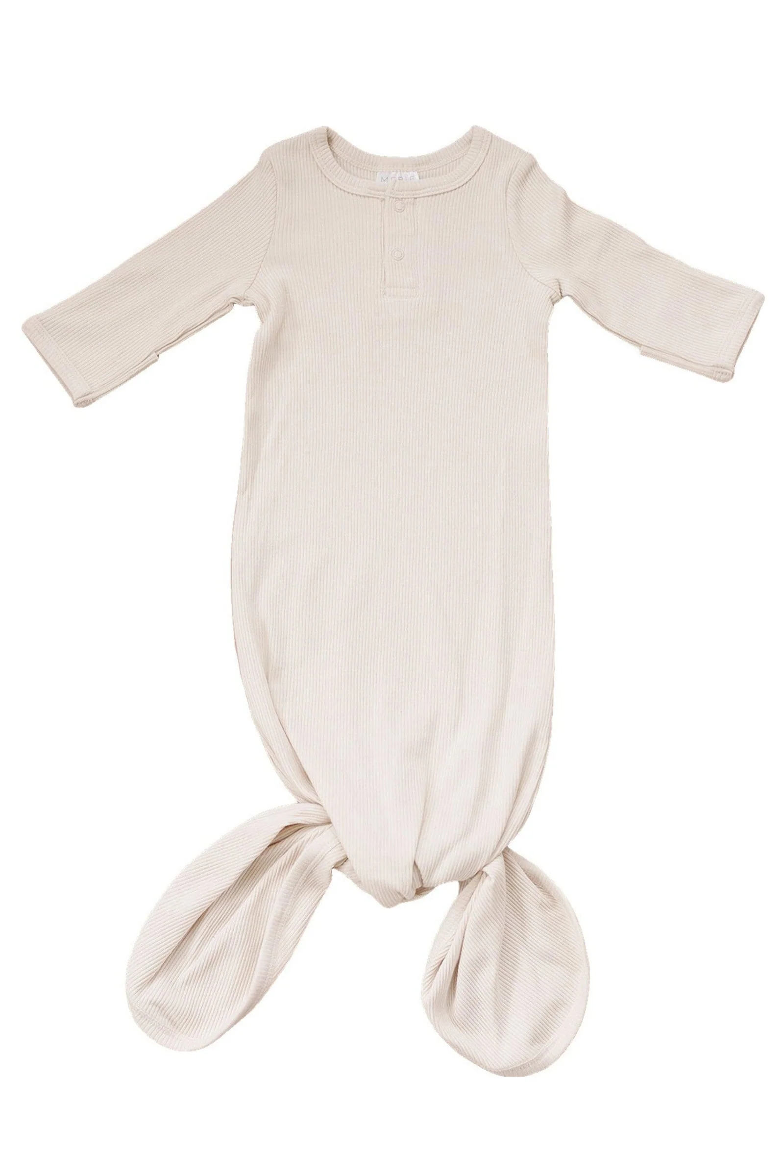 Mebie Baby Vanilla Ribbed Knot Gown, Baby Essentials, Organic Cotton - Image 2