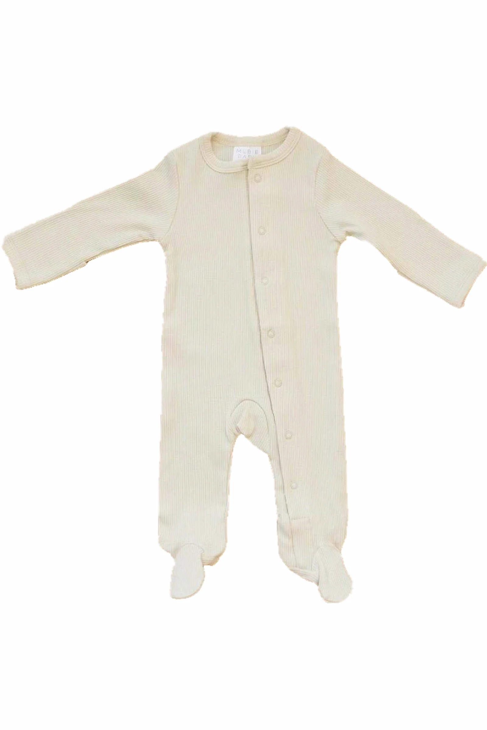 Mebie Baby Vanilla Ribbed Snap Footed Pajama, Organic Cotton, Baby Essentials - Image 2