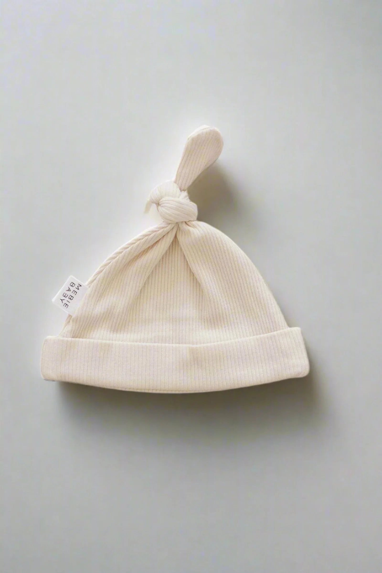 Vanilla Ribbed Newborn Knot Hat  | Organic Cotton | Baby Essentials - Image 2