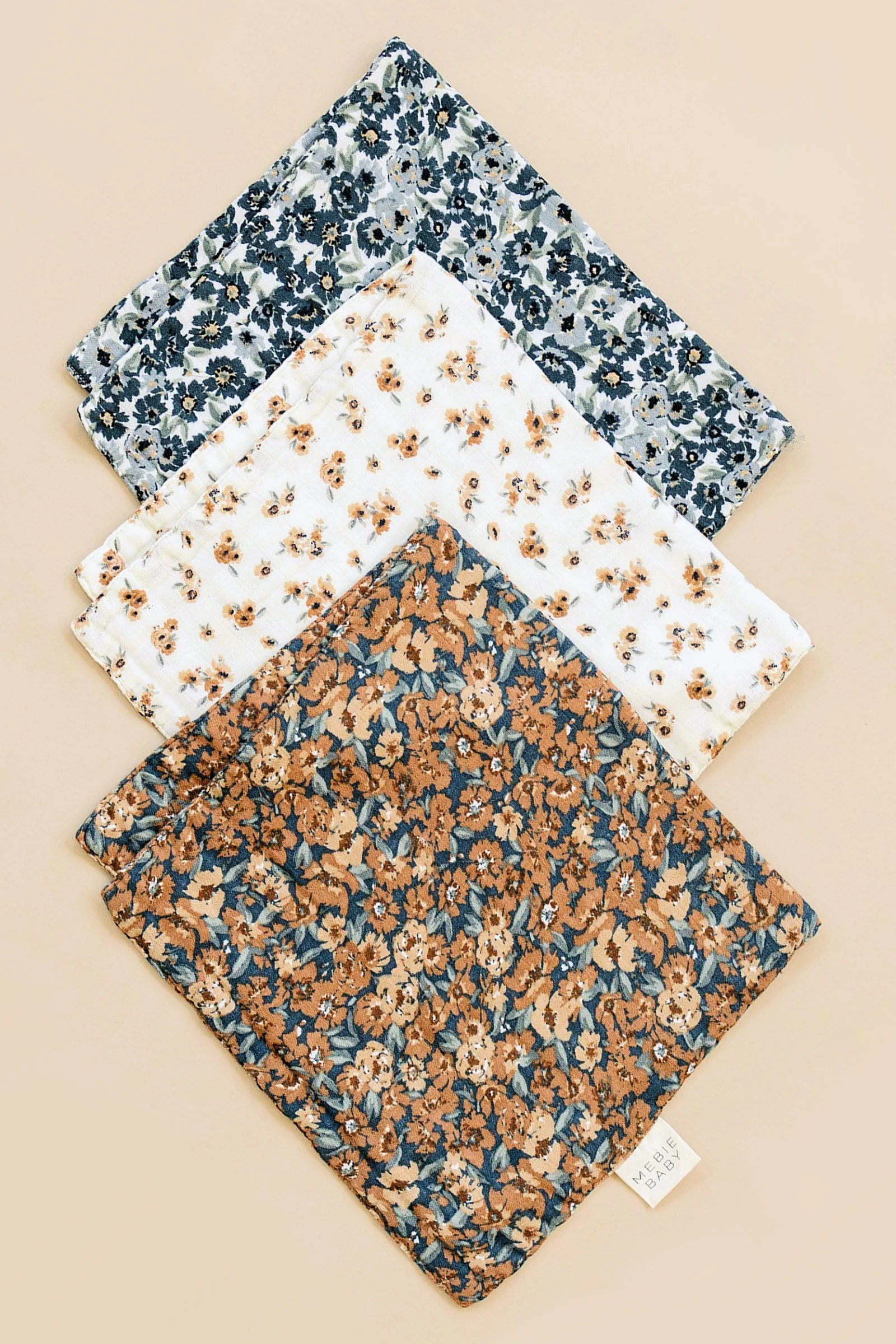Mebie Baby Venetian Floral Muslin Burp Cloth, 100% Cotton, Baby Essentials - Image 3