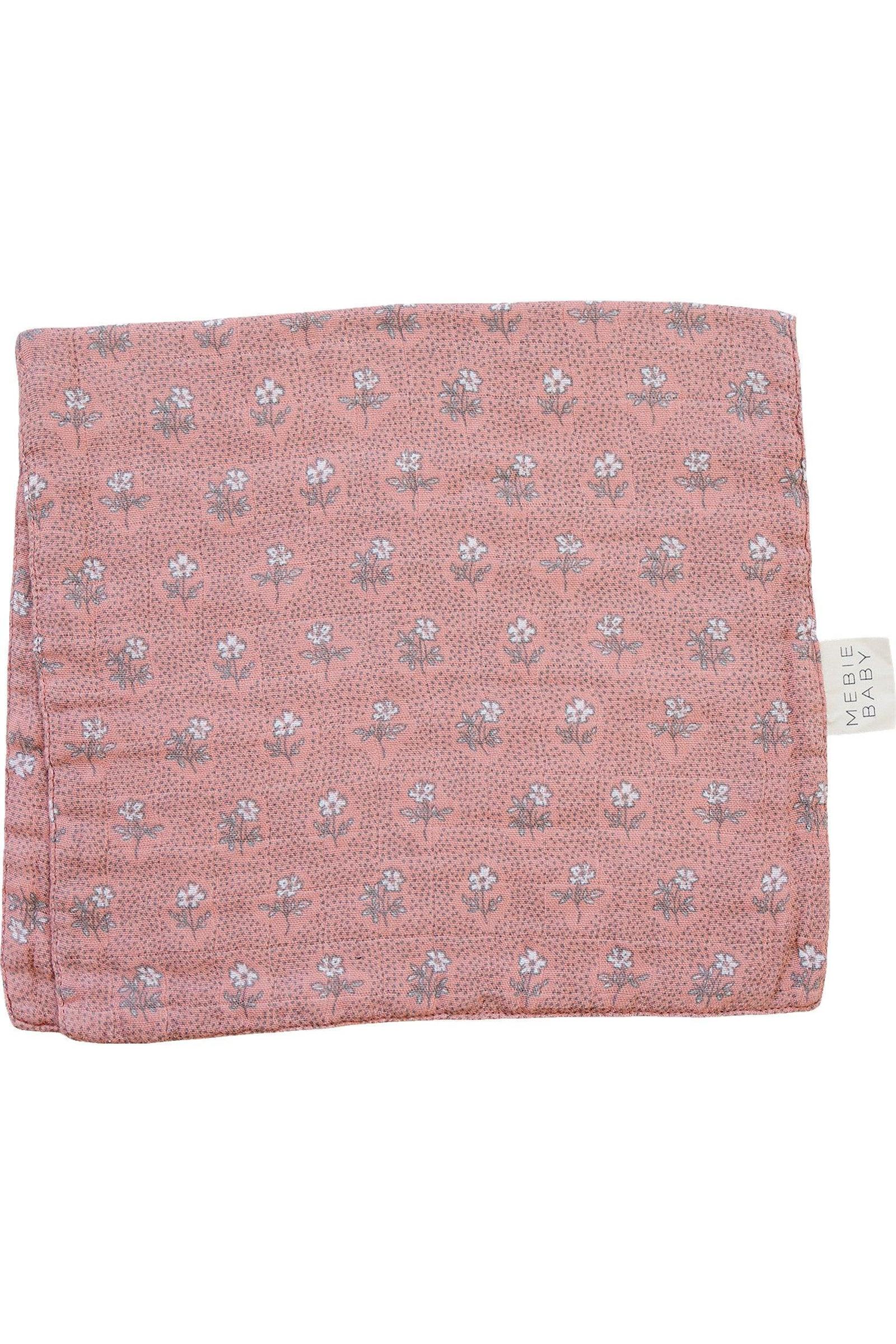 Mebie Baby Vintage Pink Floral Muslin Burp Cloth, 100% Cotton, Baby Essentials - Image 2