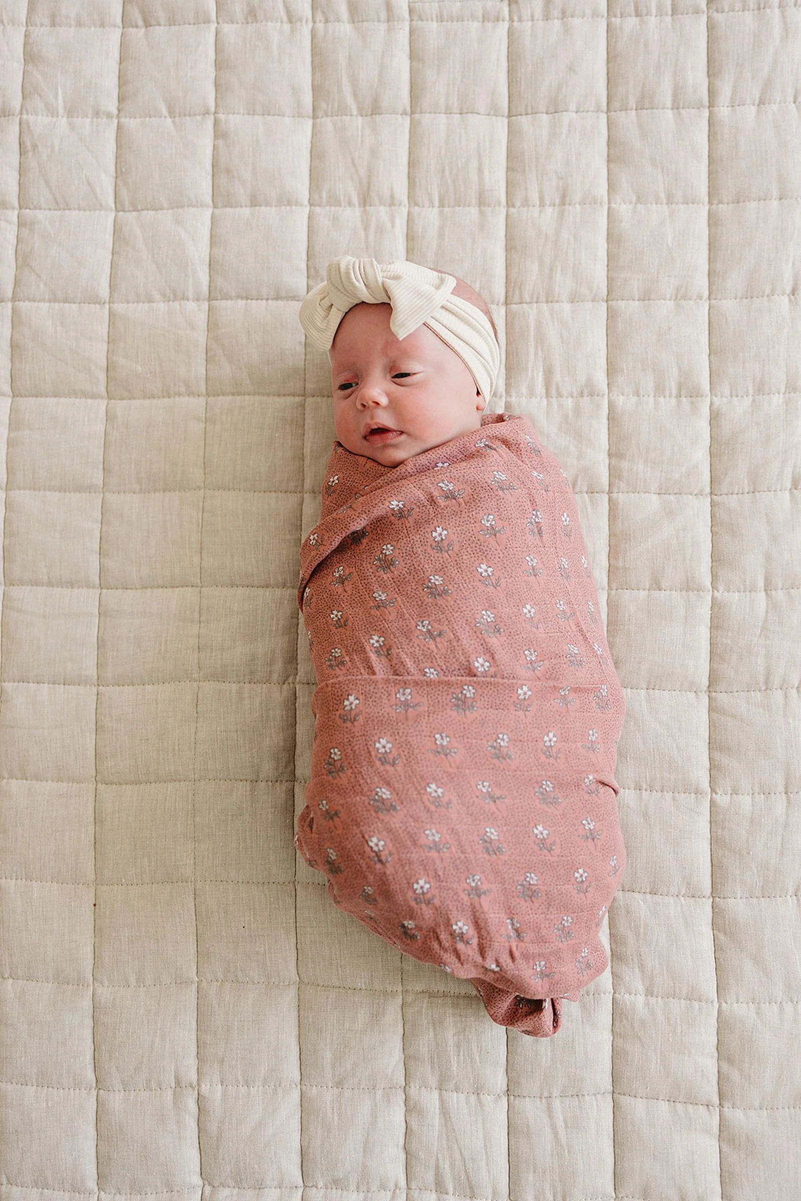 Mebie Baby Vintage Pink Floral Muslin Swaddle Blanket, 100% Cotton, Baby Essentials